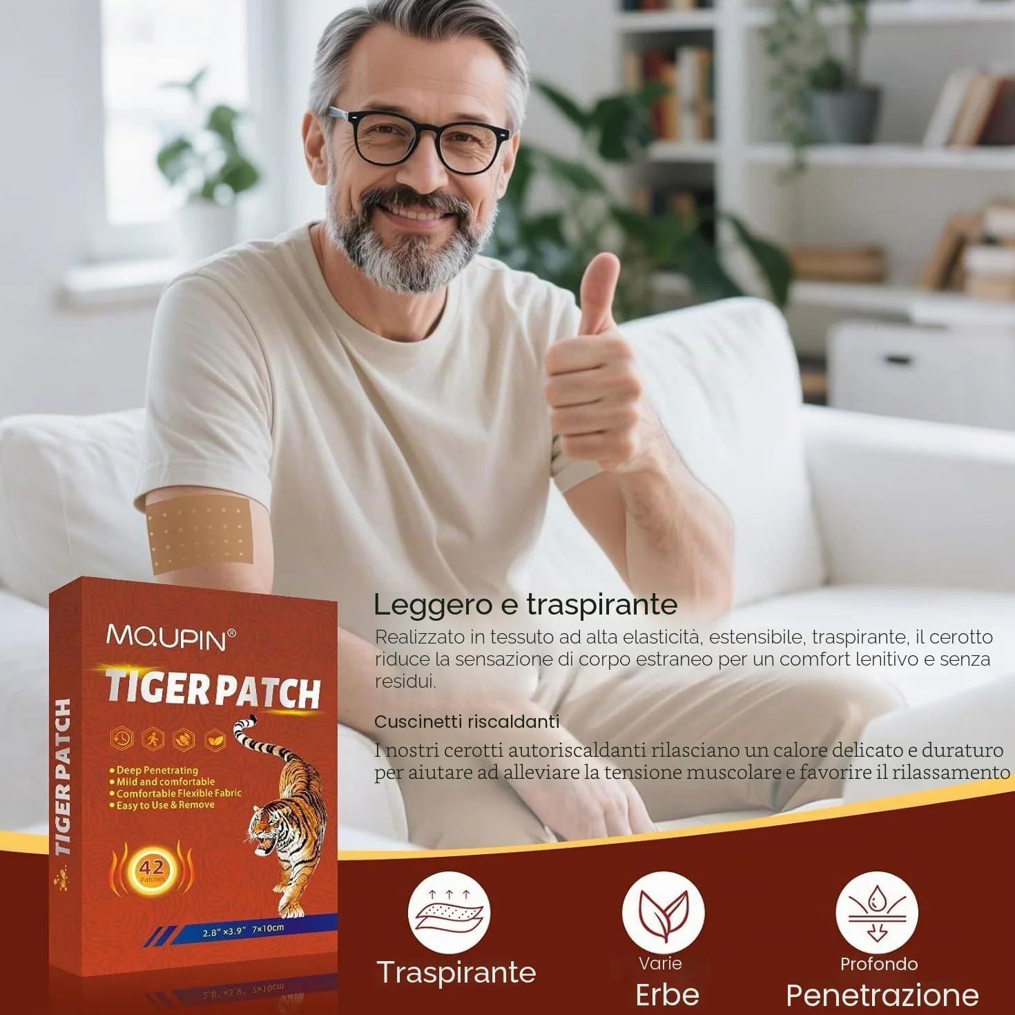 MQUPIN Cerotti Ginocchio Impacchi di calore naturale a base di erbe per alleviare il dolore alla schiena 12 ore