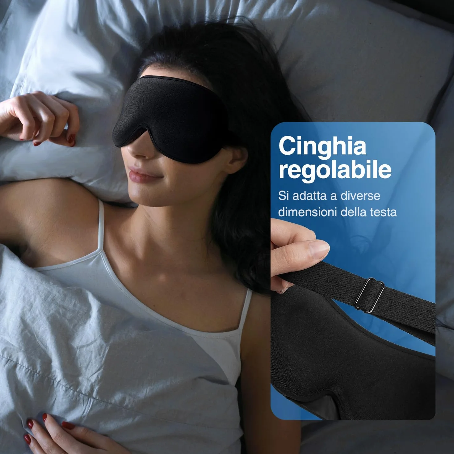 Umisleep 2026 Maschera per dormire ponderata per uomo e donna, 3D per alleviare la pressione, 100% con cinturino regolabile per viaggi, yoga, 120 g, Nero