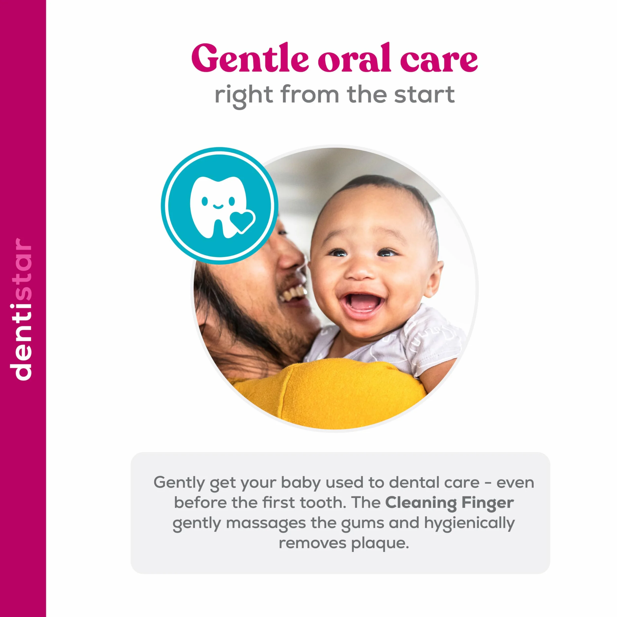 Dentistar® Spazzolino da Denti per Neonati - Spazzolino da Dito per Bambini Primi Dentini, Igiene Cura Denti Delicata, Antibatterico per Prima Igiene Orale Bimbo, Da 0 mesi, Made in Germany (1 pz)