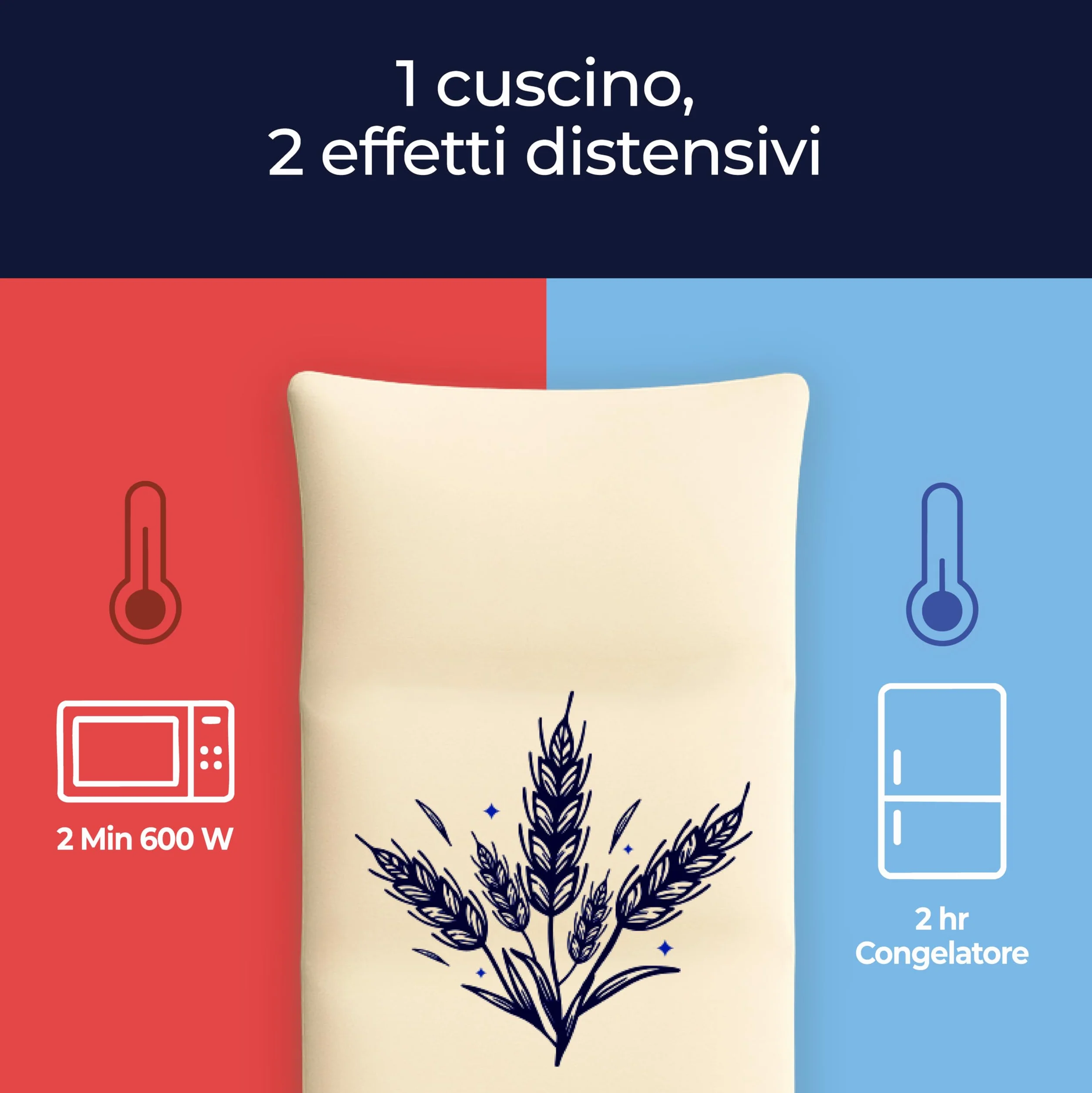 Dreamzie - Cuscino Riscaldante 20x53 cm - Scaldotto Con 100% di Chicchi di Grano Naturali - Alternativa Cuscino Noccioli Ciliegia