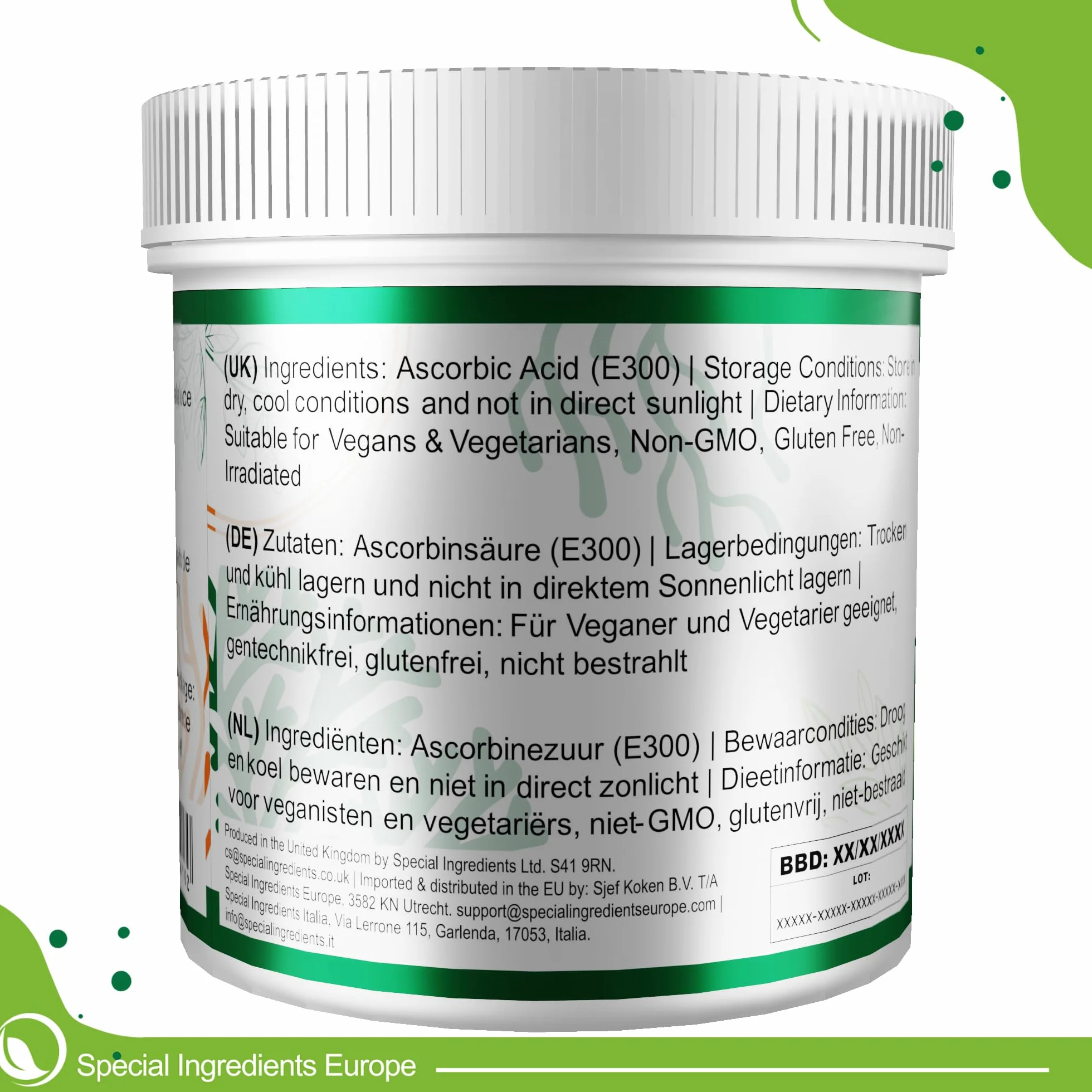 Kwas askorbinowy 250 g, premium, wegański, bez GMO, bez glutenu
