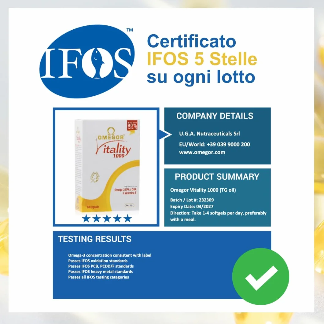 Omega 3 Olio di Pesce Integratore IFOS 5 Stelle 800mg EPA DHA Trigliceride 60 Capsule x 3