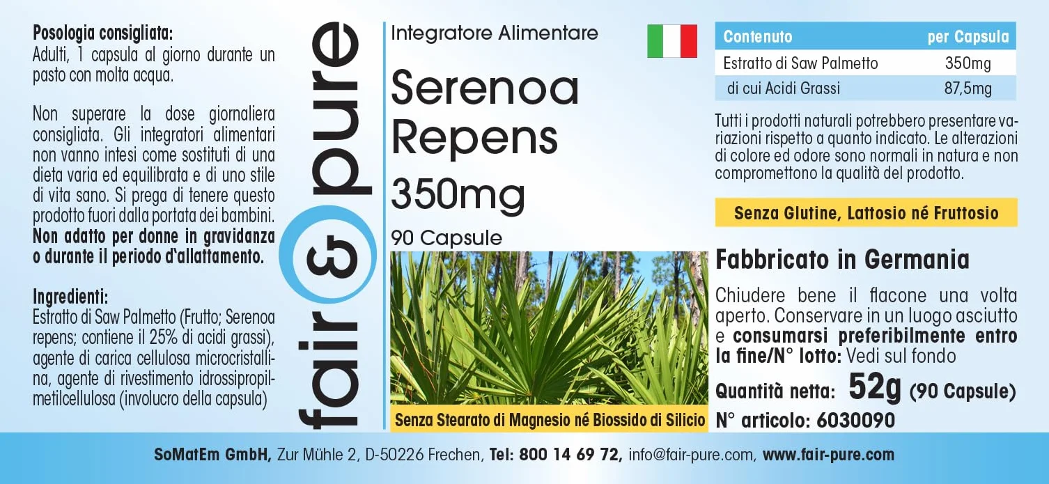 Fair & Pure Saw Palmetto 350mg con Beta-sitosterolo 90 Capsule