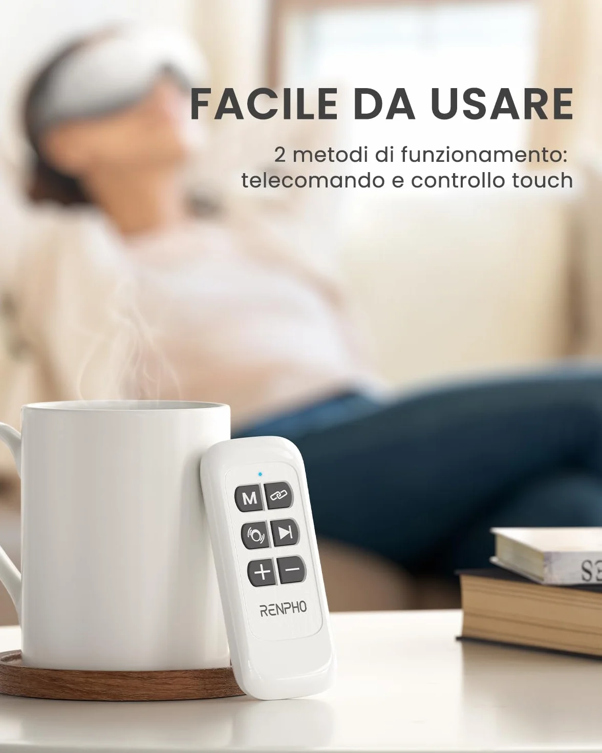 RENPHO Eyeris 1 - Massaggiatore per gli occhi con calore e telecomando, Maschera occhi con musica Bluetooth per l'emicrania, Relax e affaticamentoa, Regali per donne e uomini