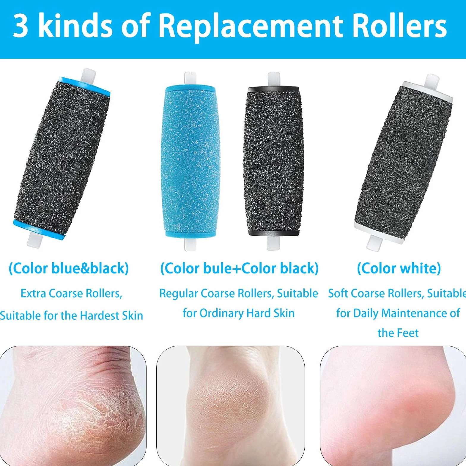Scholl Velvet Smooth Rullo Ricambio Compatibile, Roll Ricariche Professionale Pedicure Elettrico, 3 Rugosità, Pietra Pomice Raspa Piedi