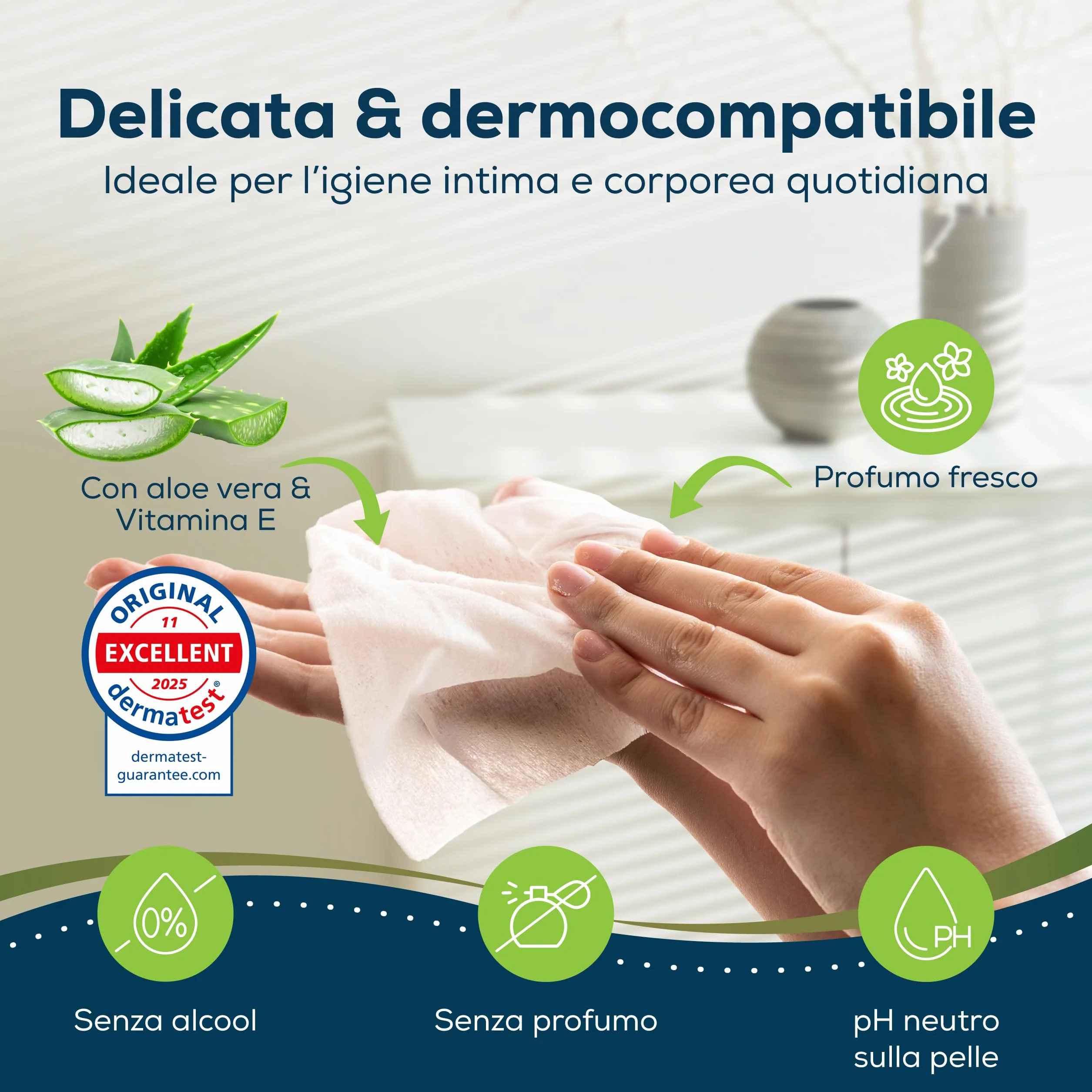 Sensalou Salviettine Umidificate XXL 23×33 cm Senza Alcool Pelle Sensibile Confezione 80 Pezzi