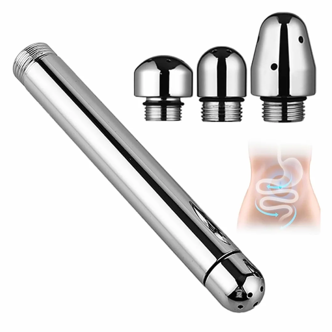 Doccino Anale, Bacchetta Doccia Angolare Con 3 Teste, Per Pulizia Colonic, Colore Argento, 1 Pezzo + 3 Teste Di Ricambio, Lunghezza 13Cm