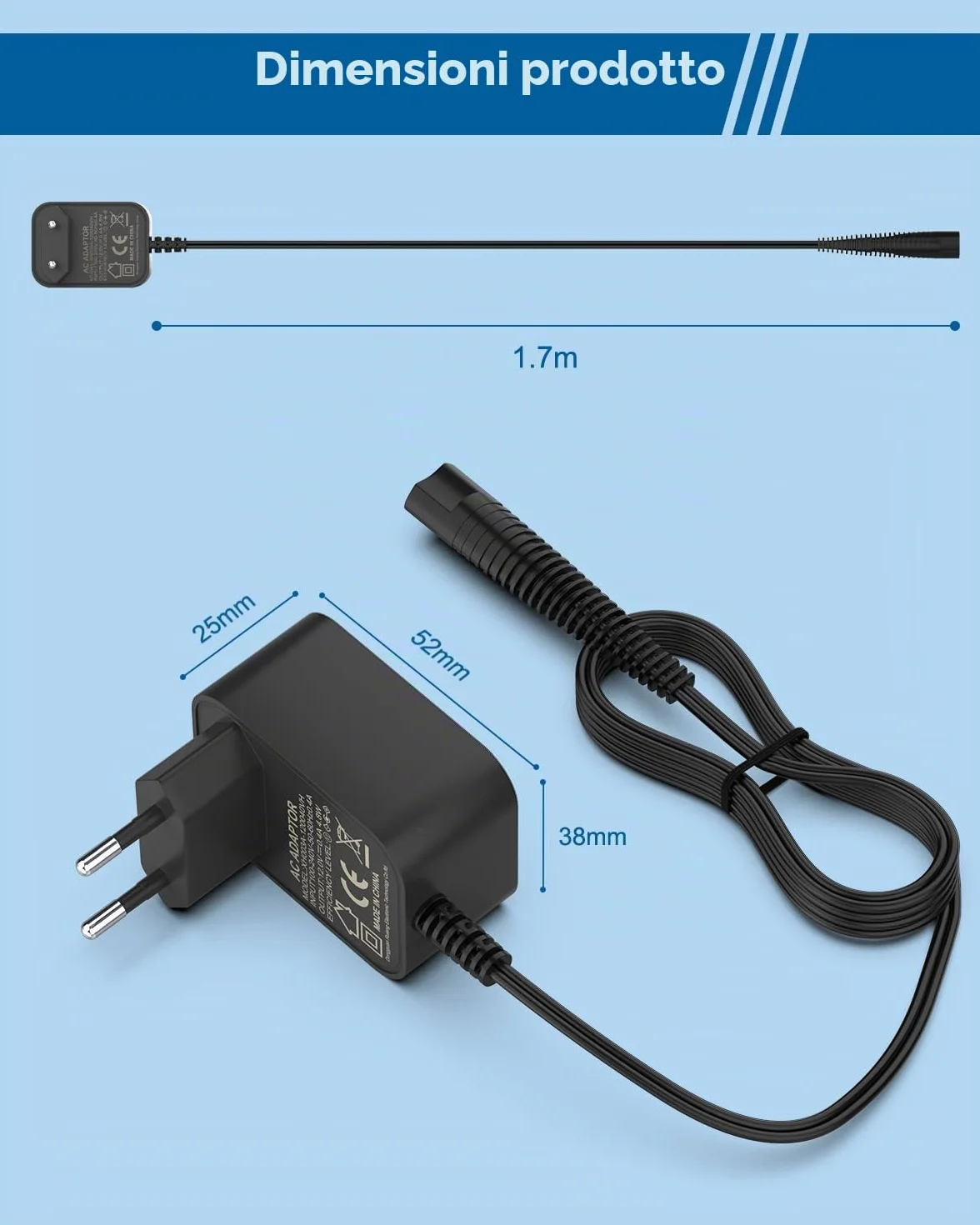 Caricabatterie 12V Compatibile con Braun Rasoio e Silk-épil Serie 9 8 7 5