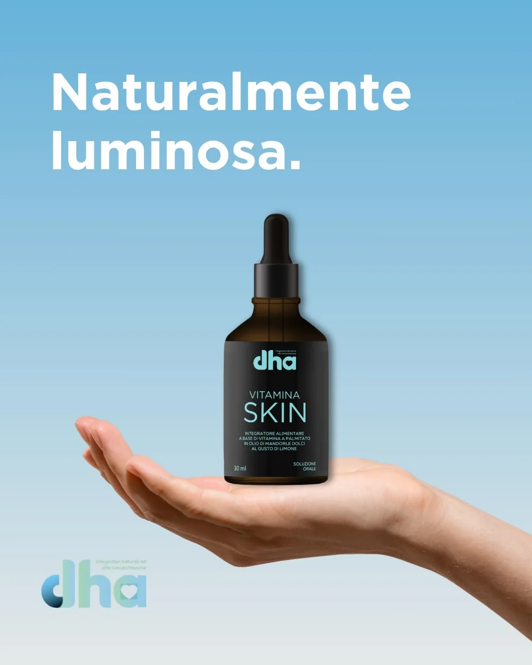 Vitamina Skin - con Retinolo e DHA Algale – Integratore per Pelle Luminosa e Anti-Age – Vitamina A, E e Oli Nutrienti – 30 ml Gocce