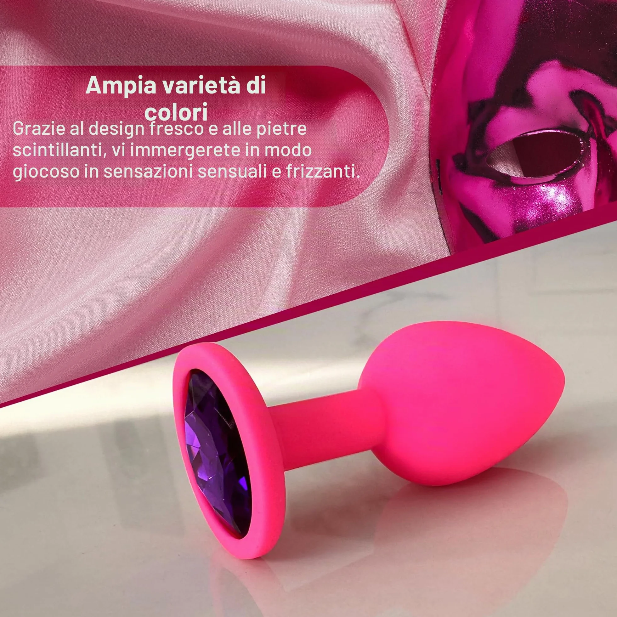 3x Butt Plug Anale Silicone Spina Anale Set Ø 30 mm, Ø 35 mm, Ø 45 mm, da Donna o Uomo, S + M + L Rosa + Porpora + Nero