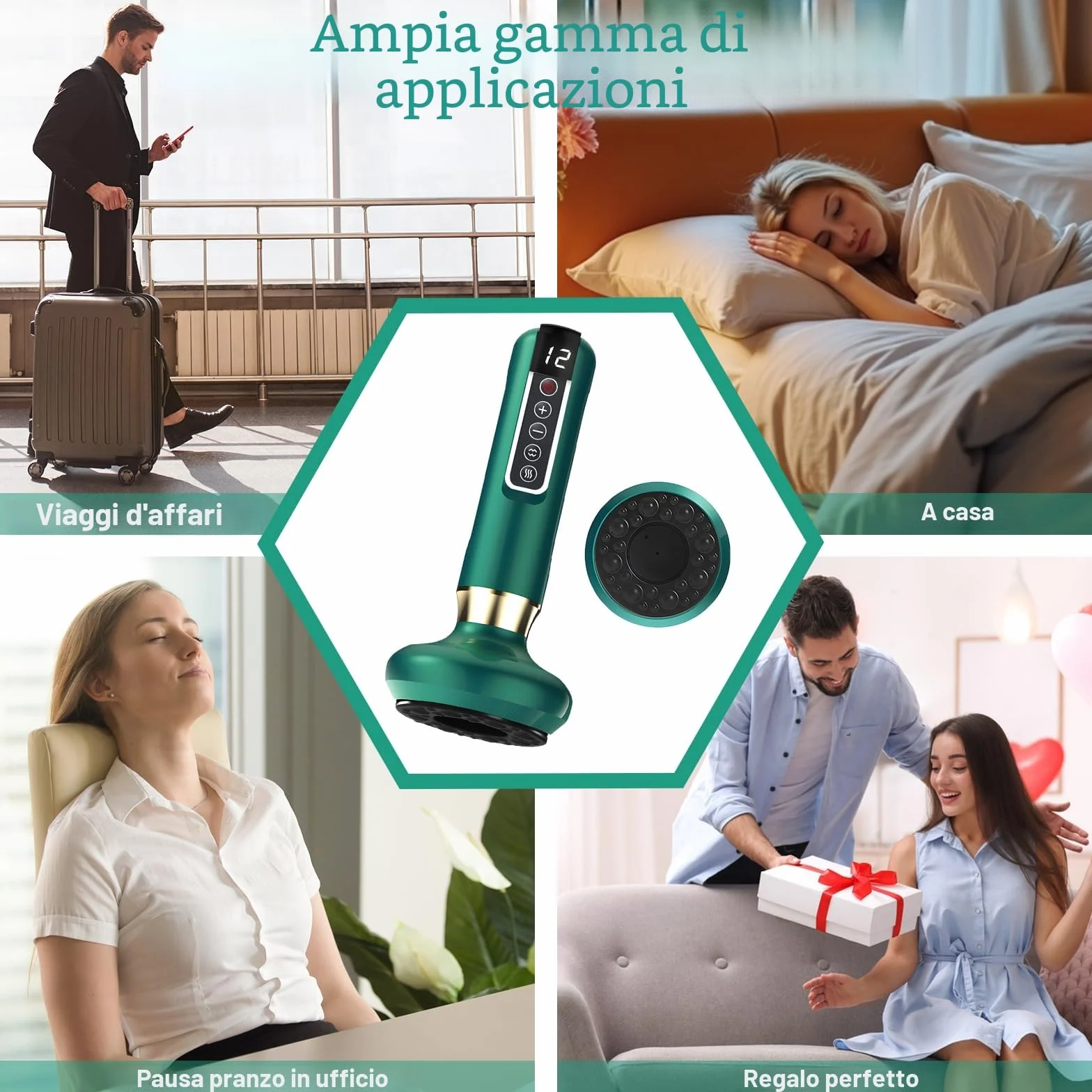 Dispositivo di Massaggio Elettrico a Bolle, Massaggiatore Anticellulite per Gambe/Addome/Mani, Dispositivo Anticellulite, Fotocamera di Drenaggio Linfatico con 12 Programmi e 4 Modalità