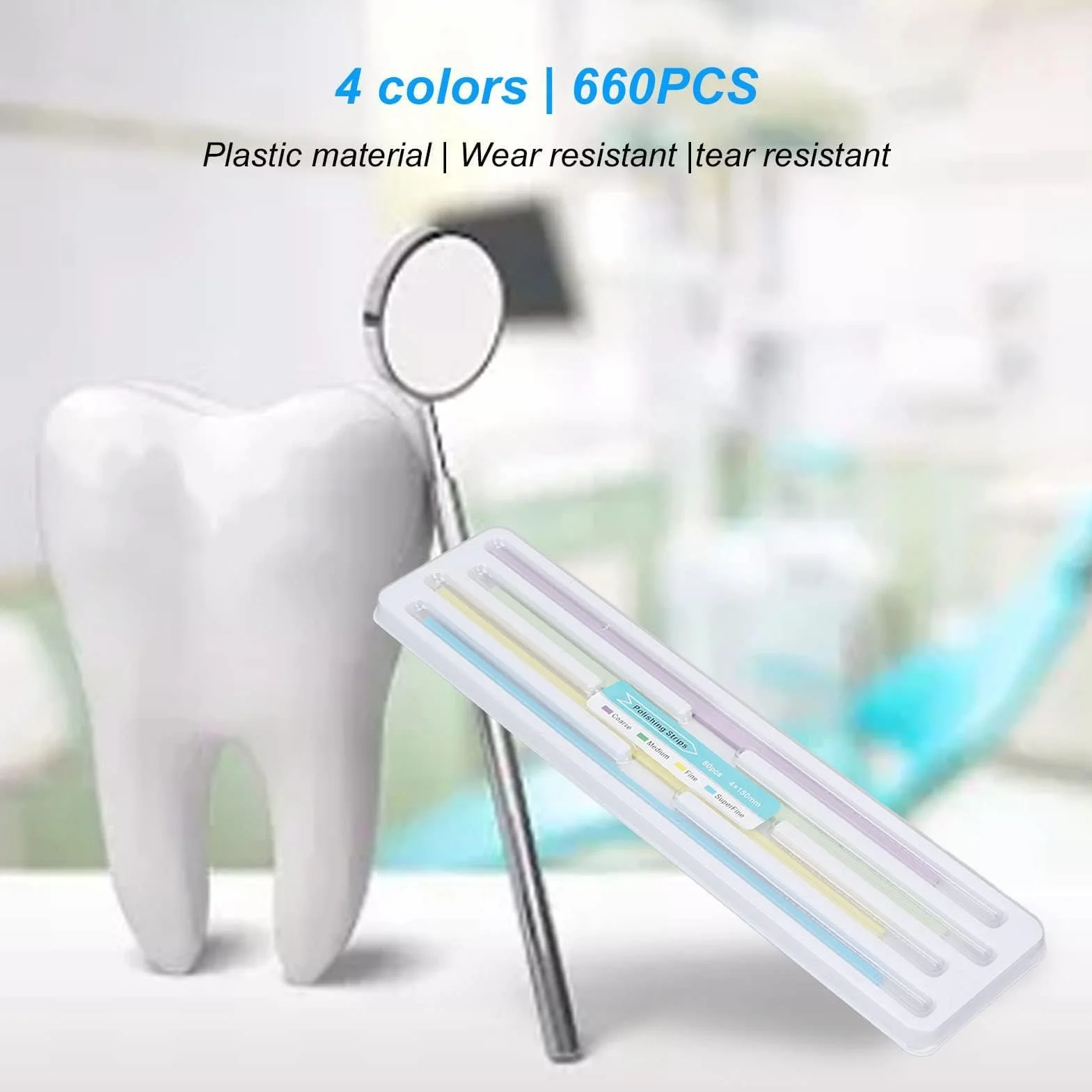 60 Strisce Abrasive Dentali, 4 X 150 Mm, 4 Tipi Strisce per Lucidatura Dentale Grossolane E Fini Carta Abrasiva, Faccette Dentali per La Cura Orale per Lo Sbiancamento Dei Denti, Pulizia Profonda Kit