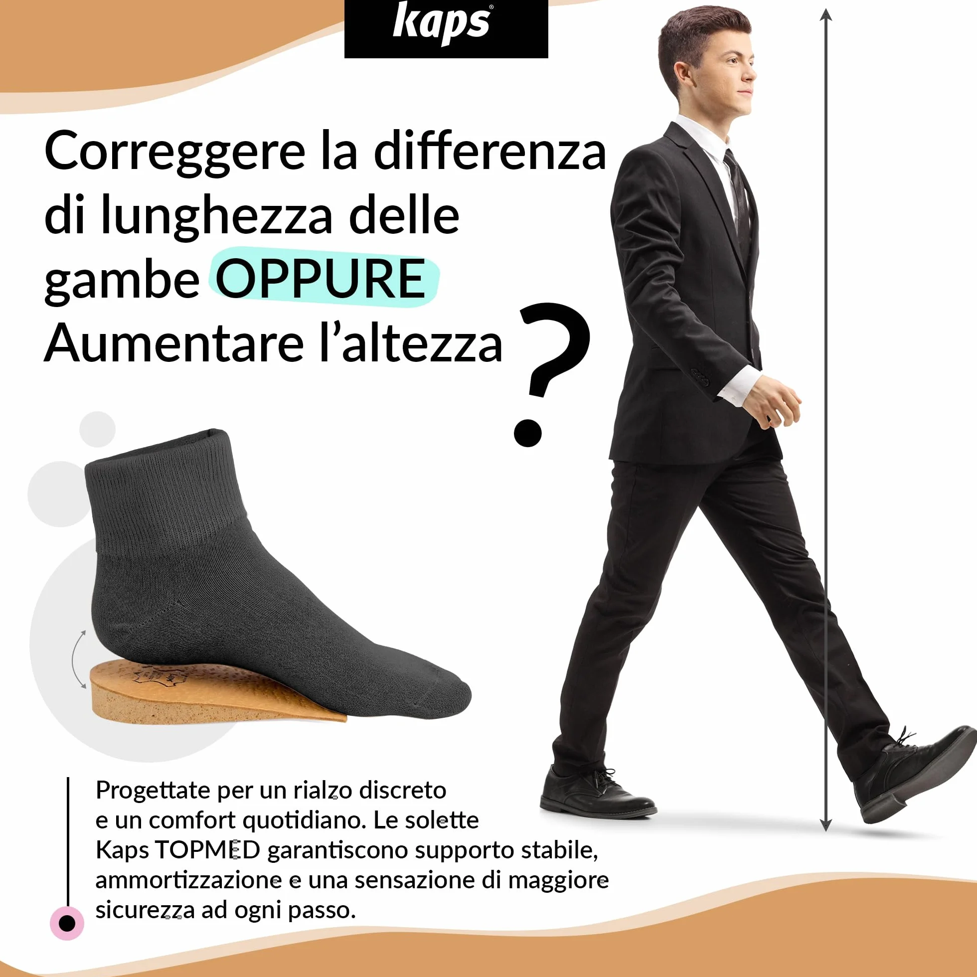 Elevatore per Tallone, Rialzo per Tallone, Zeppa Ortotica, Pad per Scarpe, Molte Larghezze e Spessori, Copertura in Pelle, Topmed, Fornito a NHS, 2 Pezzi Sinistra e Destra
