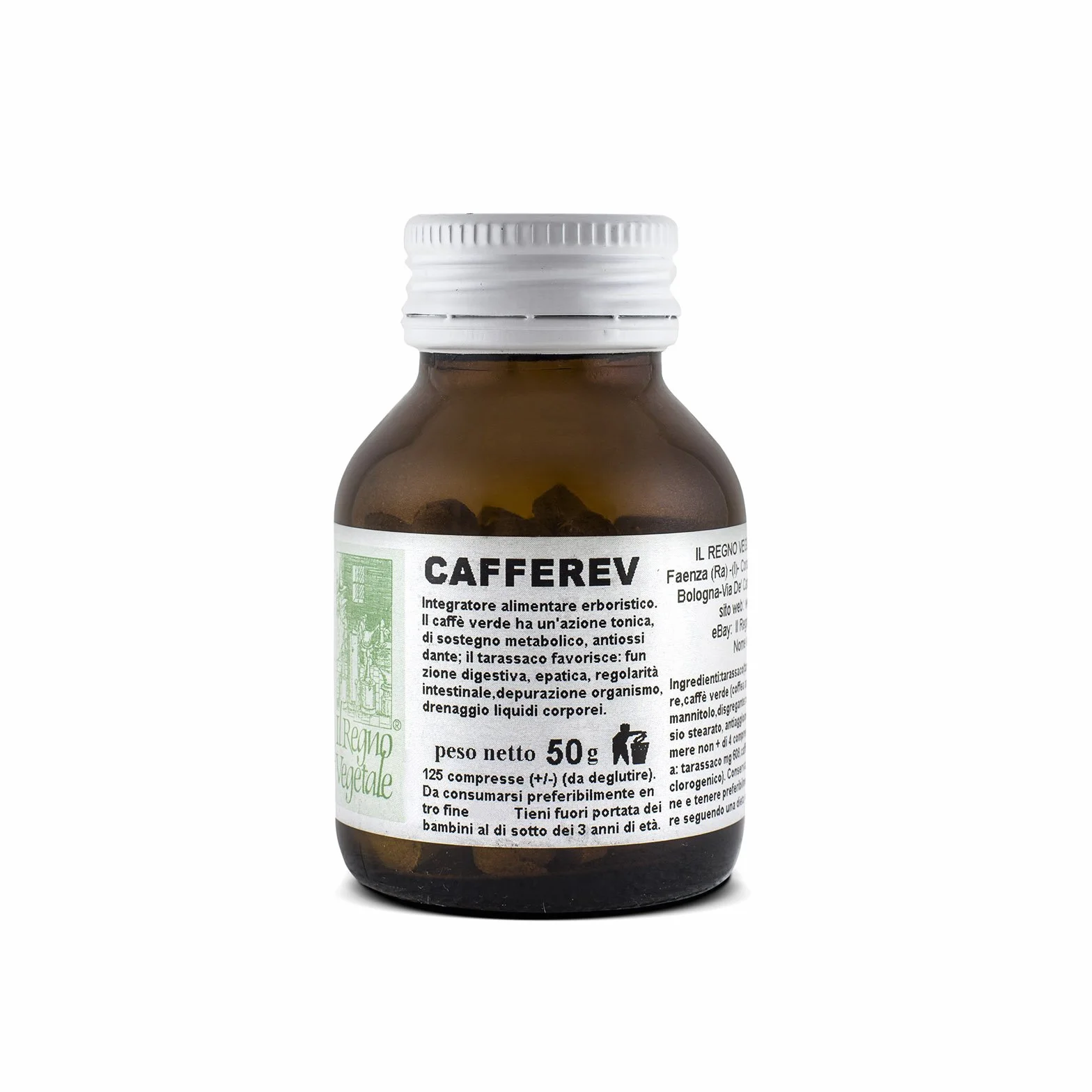 CAFFEREV 125 Compresse con Estratto secco di Caffè Verde Prodotto Italiano Made In Italy Vegan