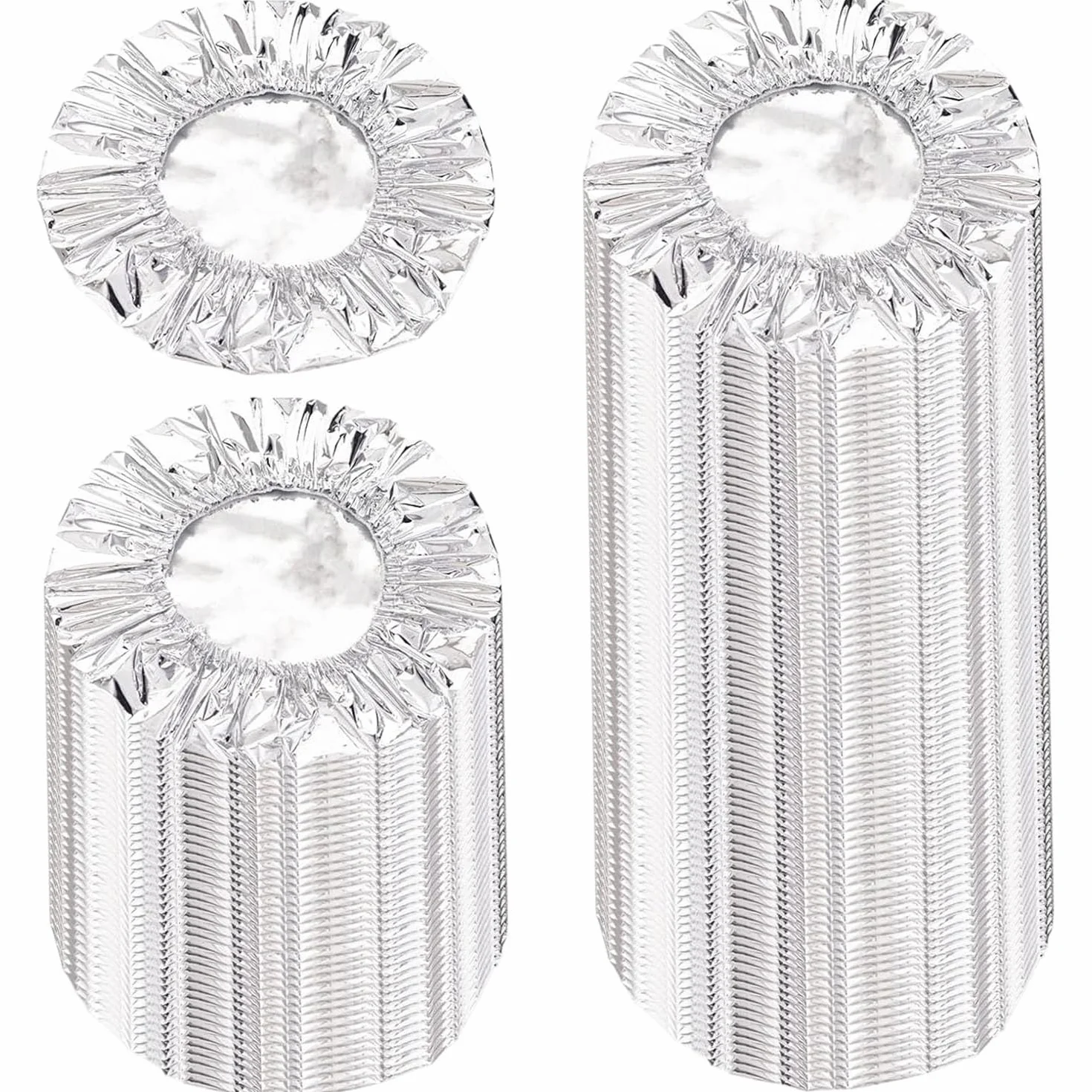 Sacchetti Alluminio per Alimenti 100PCS Copri Cibo Pellicola con Gomma Elastica Riutilizzabili Argento 22cm