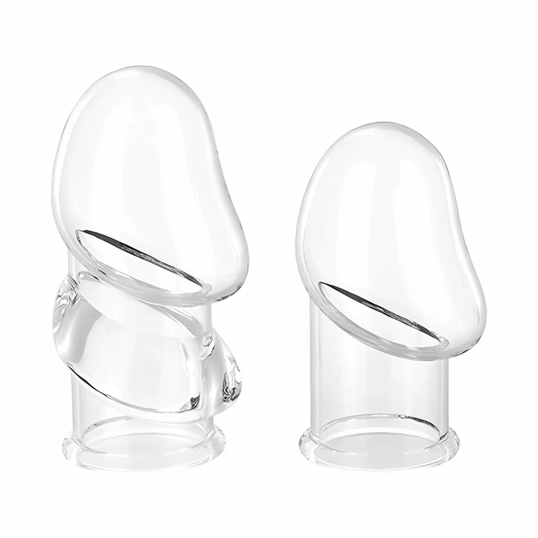 MKEWUU Guaina Fallica 2 Pezzi Trasparente Riutilizzabile, Set Per Estensione Peniena Con Un Modello Lungo E Uno Corto, Polsino Per Pene Ispessito, Giocattolo Sessuale Per Stimolazione