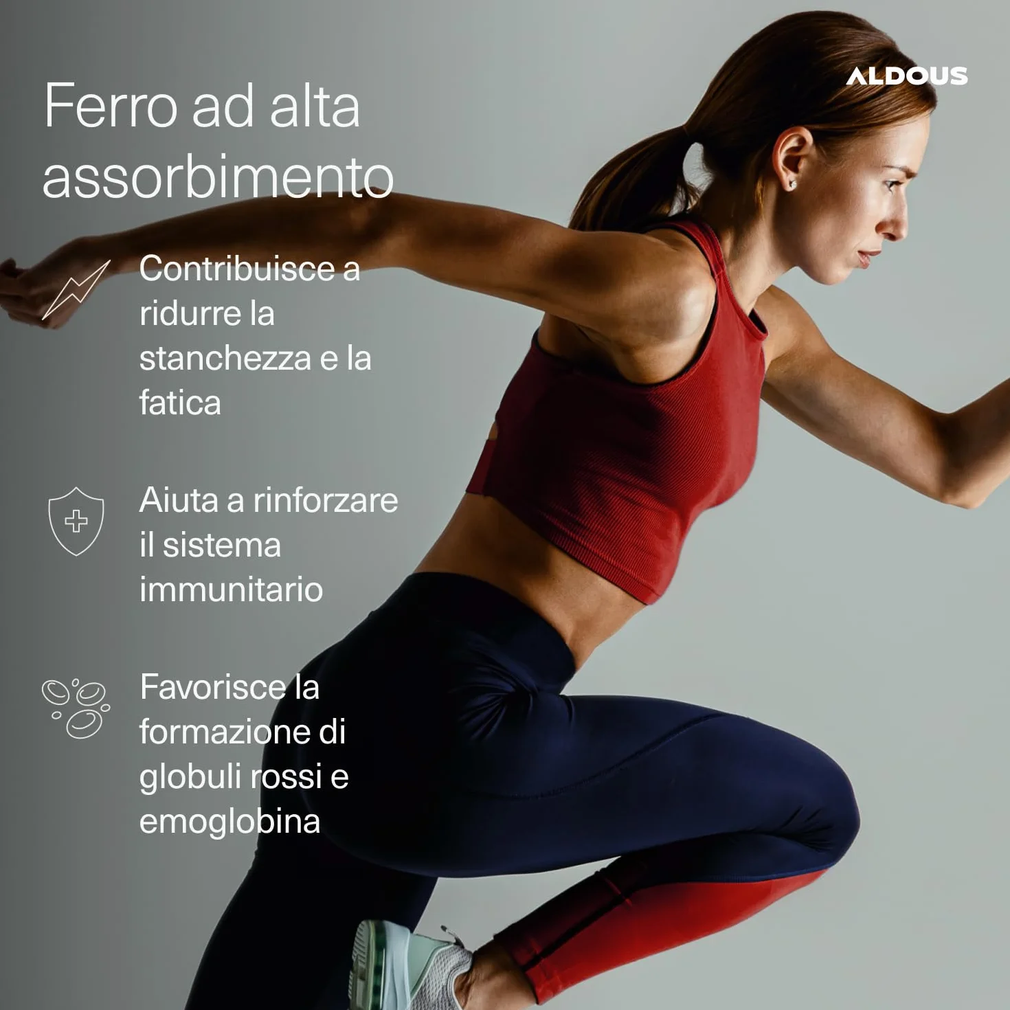 Ferro Integratore con Vitamina C, Acido Folico, B12-400 Compresse - Ferro Chelato - Globuli Rossi, Energia Supplemento, Sistema Immunitario - Integratore Stanchezza Fisica e Mentale - Vegan - ALDOUS
