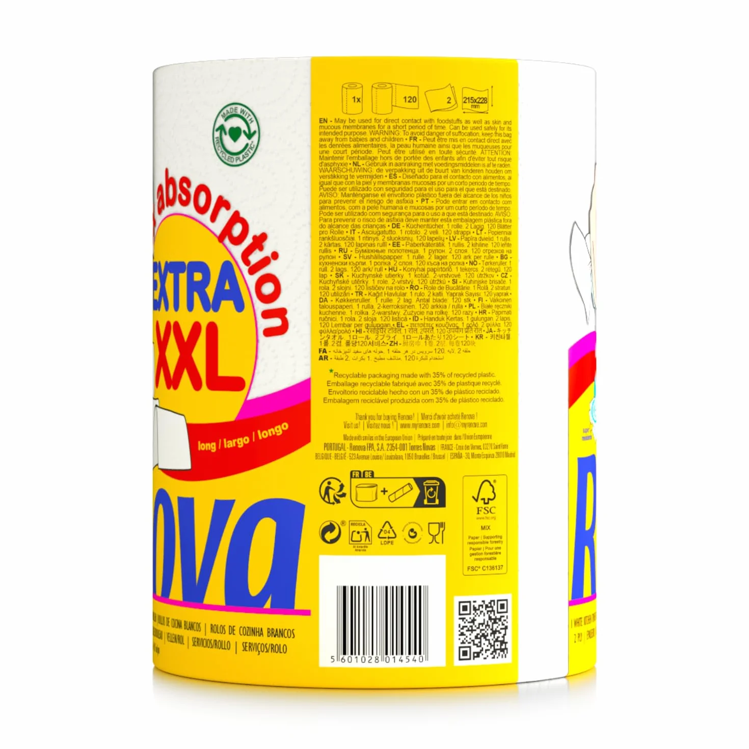 Renova Asciugamano Di Carta Maxiassorbente Extra XXL 1 Rotolo 28.8 M Bianco