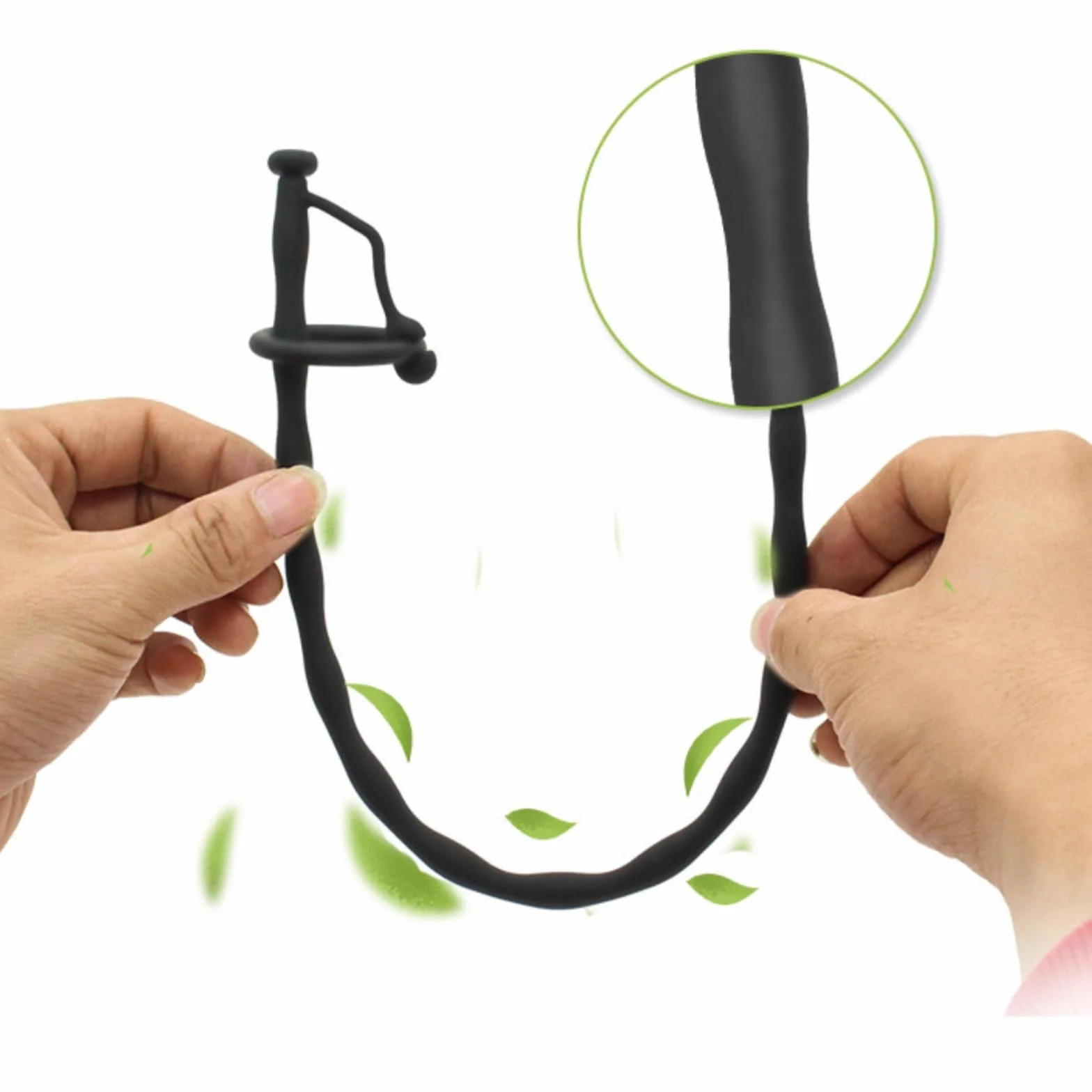 Sonda uretrale cava staccabile nera per uomini, lunga 30 cm, adatta ai principianti-ITRM5801 (L)