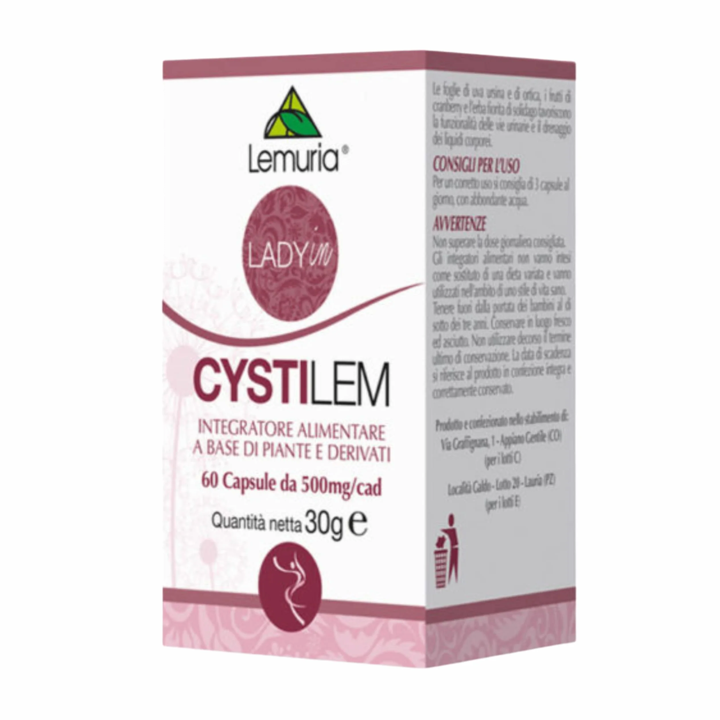 Cystilem Integratore Alimentare 60 Capsule Funzionalità Vie Urinarie Drenaggio Liquidi Made in Italy