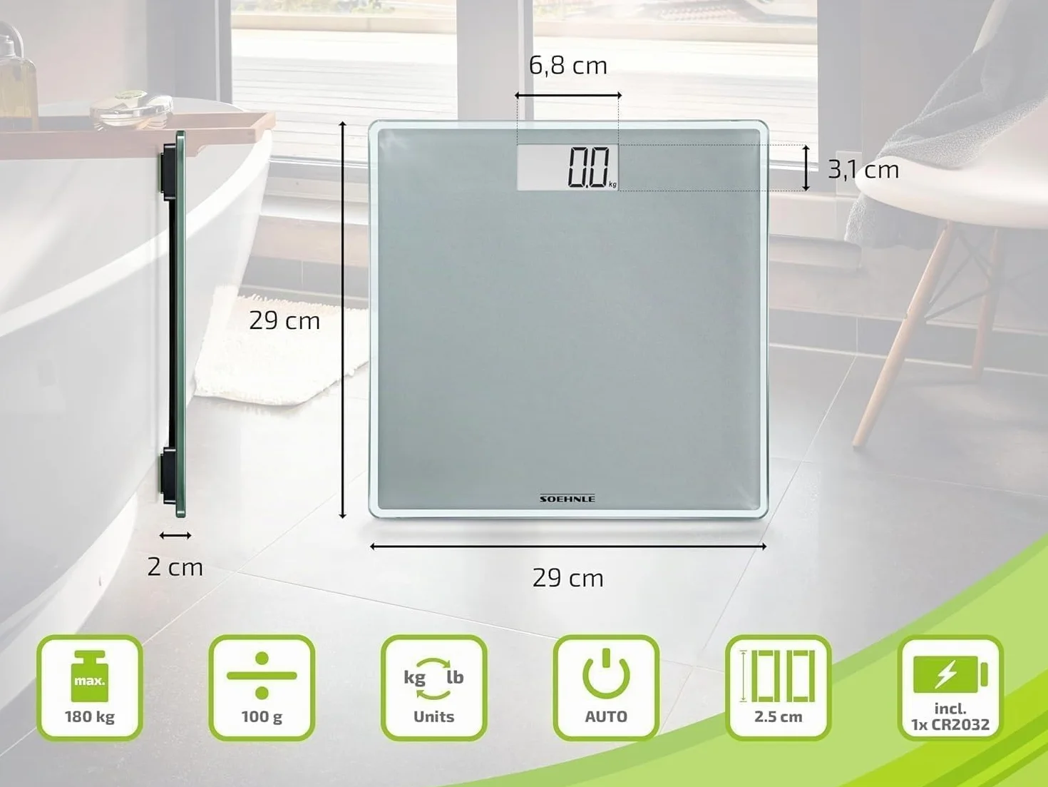 Soehnle Style Sense Compact 300 Bilancia pesapersone digitale display LCD Grigio