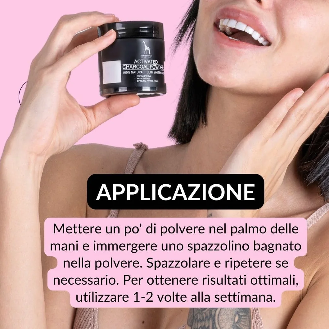 Carbone Attivo Sbiancante per Denti VEGAN 60 g Polvere di Carbone Attivo