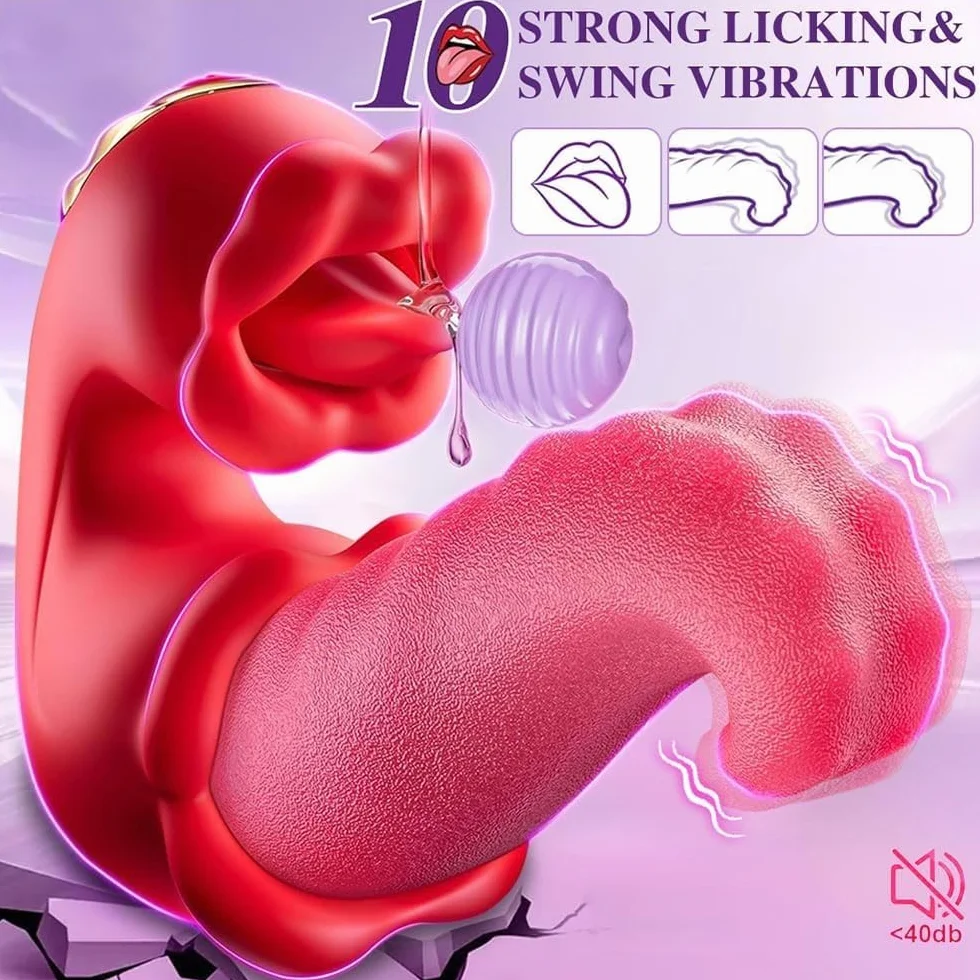 Vibratore per adulti, giocattolo sessuale per donne, 4 in 1, vibratore, dildo leccare la lingua, giocattolo sessuale anale, clitoride, capezzolo, vibratori, coppie femminili