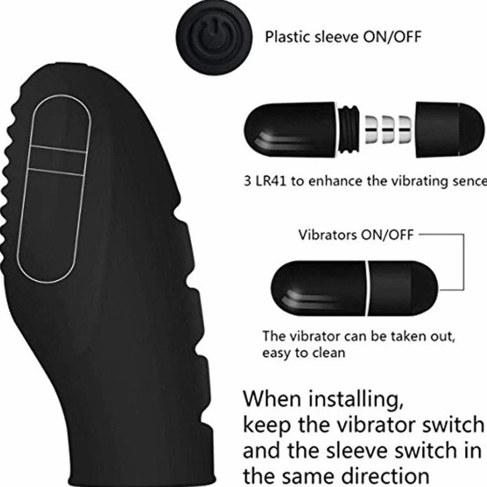 Mini Flírṭíṇg Víbrátíón Attrezzatura per Esercizi Sportivi Protezione per Le Dita Silicone (Nero)