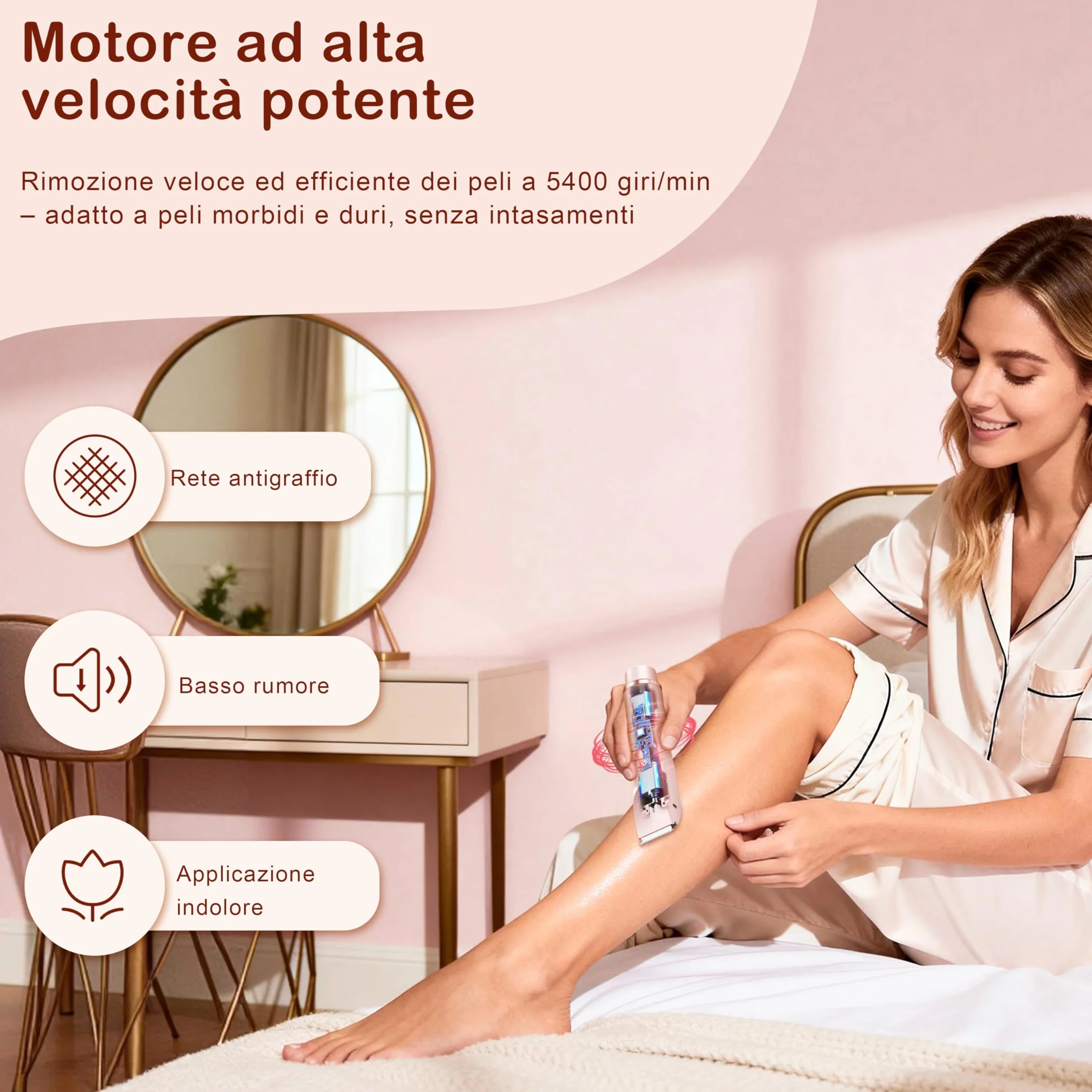 Rasoio Elettrico Donna 2 in 1, Depilatore Elettrico Donna per Rasoio Parti Intime,Rasoio Elettrico Corpo IPX7 Impermeabile,Rasoio Elettrico a Doppia Testa per Donna per Corpo Ascelle Gambe Bikini