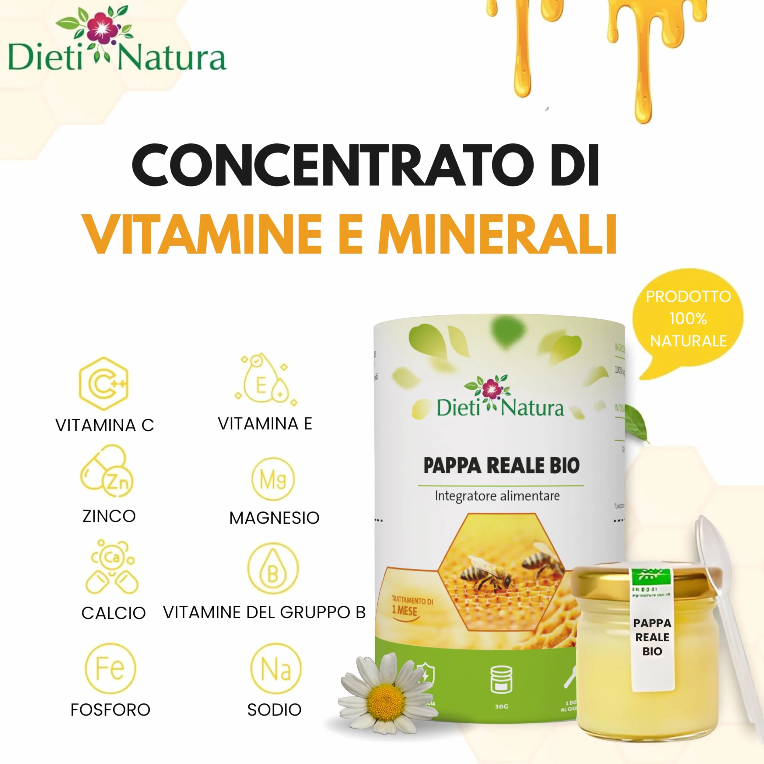 Pappa Reale Fresca BIO 30 g 3 Vasetti – Pappa Reale Pura con Vitamine, Oligoelementi e Minerali