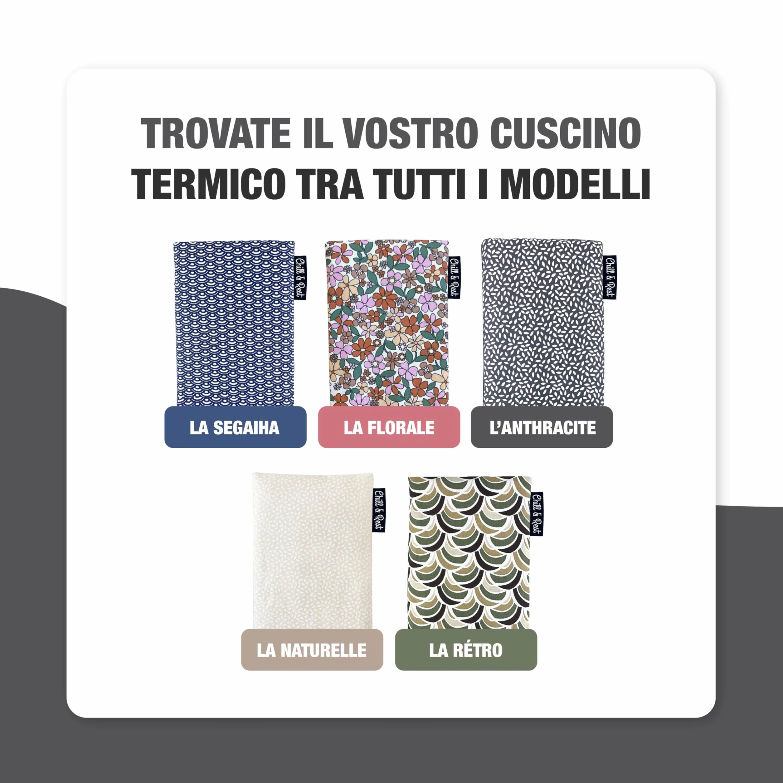 Chill&Rest - Cuscino termico microonde - cuscino riscaldante cervicale - semi di lino - cuscino riscaldabile - dolore cervicale - termoforo lombare - Grigio - La Anthracite
