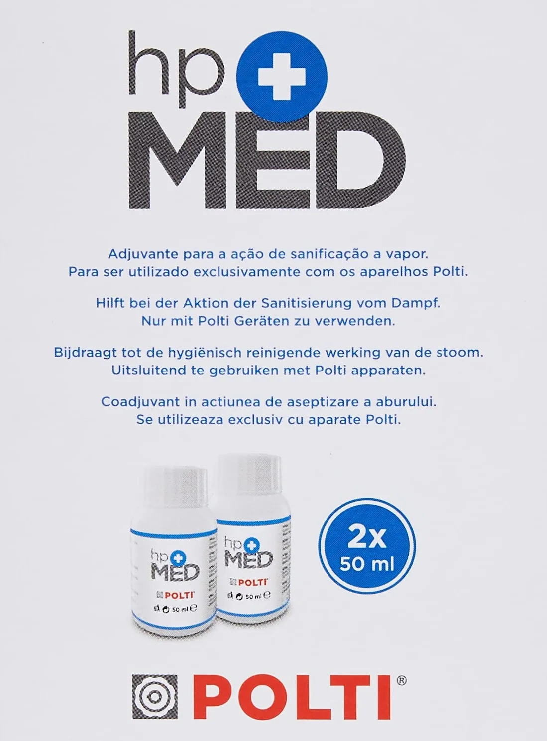 Polti HPMed PAEU0244 Detergente Sanificante 2x50 ml Compatibile Sani System Cimex Eradicator