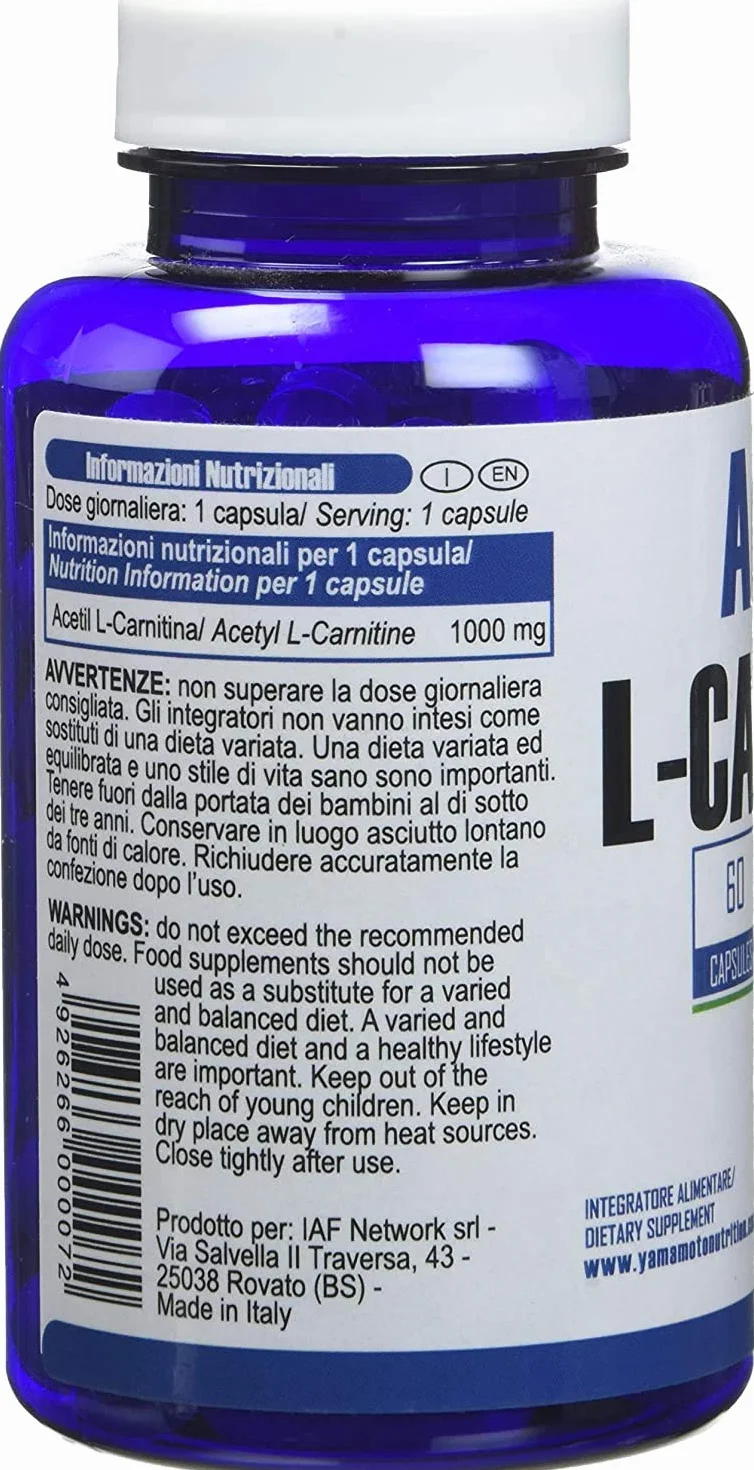 Yamamoto Nutrition Acetyl L-CARNITINE 1000mg integratore alimentare a base di Acetil L-Carnitina 60 capsule (120 compresse (2 confezioni))