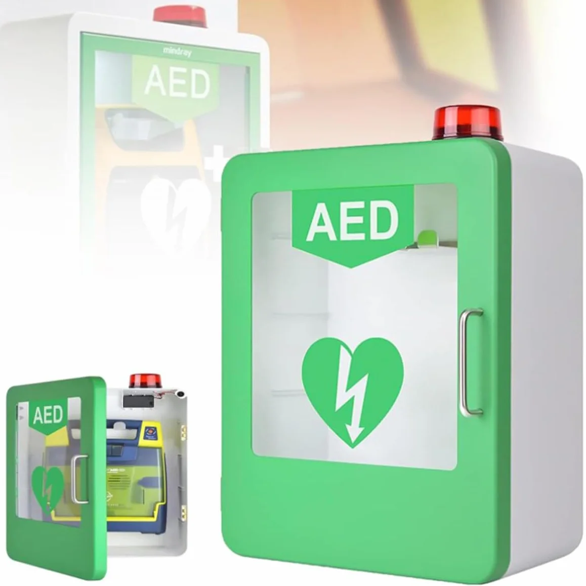Armadietto DAE a Parete per Defibrillatore con Allarme Luce Stroboscopica di Emergenza