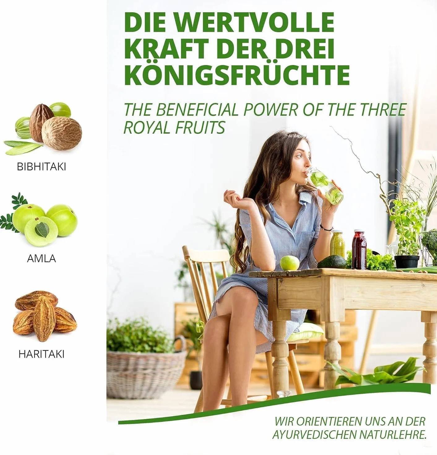 MoriVeda Triphala compresse 1000 mg, miscela ayurvedica di tre frutti composta da amla, haritaki e bibhitak, integratore vegetale vegano, 3x 120 compresse