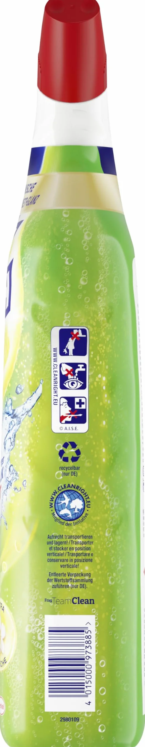 WC-Frisch Detergente per WC Gel Limone (750 ml), detergente per WC con effetto deodorante per ambienti, detergente per WC garantisce freschezza igienica, con combinazione di 4 attivi