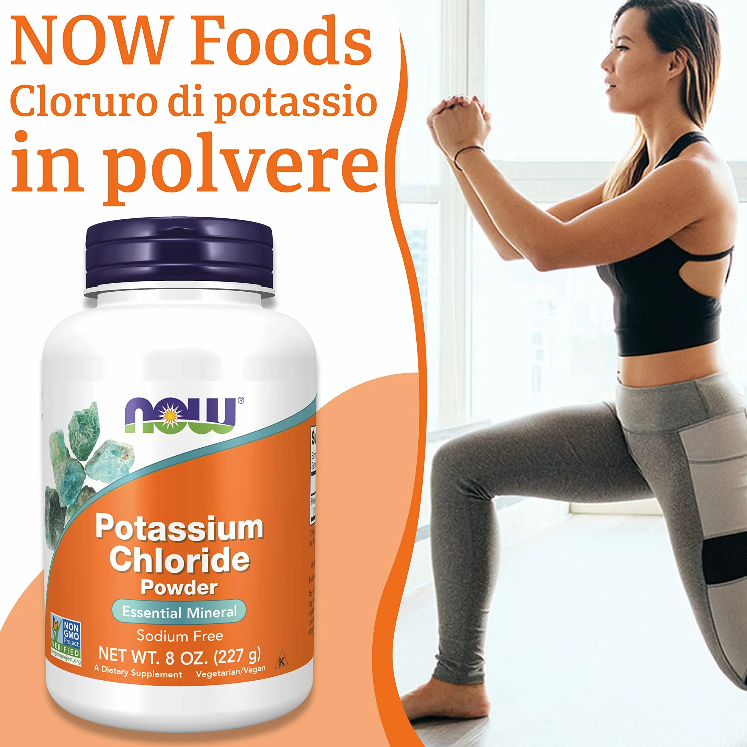 Now Foods, Potassium Chloride Powder (Cloruro di Potassio in Polvere), 227 g, Testato in Laboratorio, Potassio, Senza Glutine, Senza Soia, Vegetariano