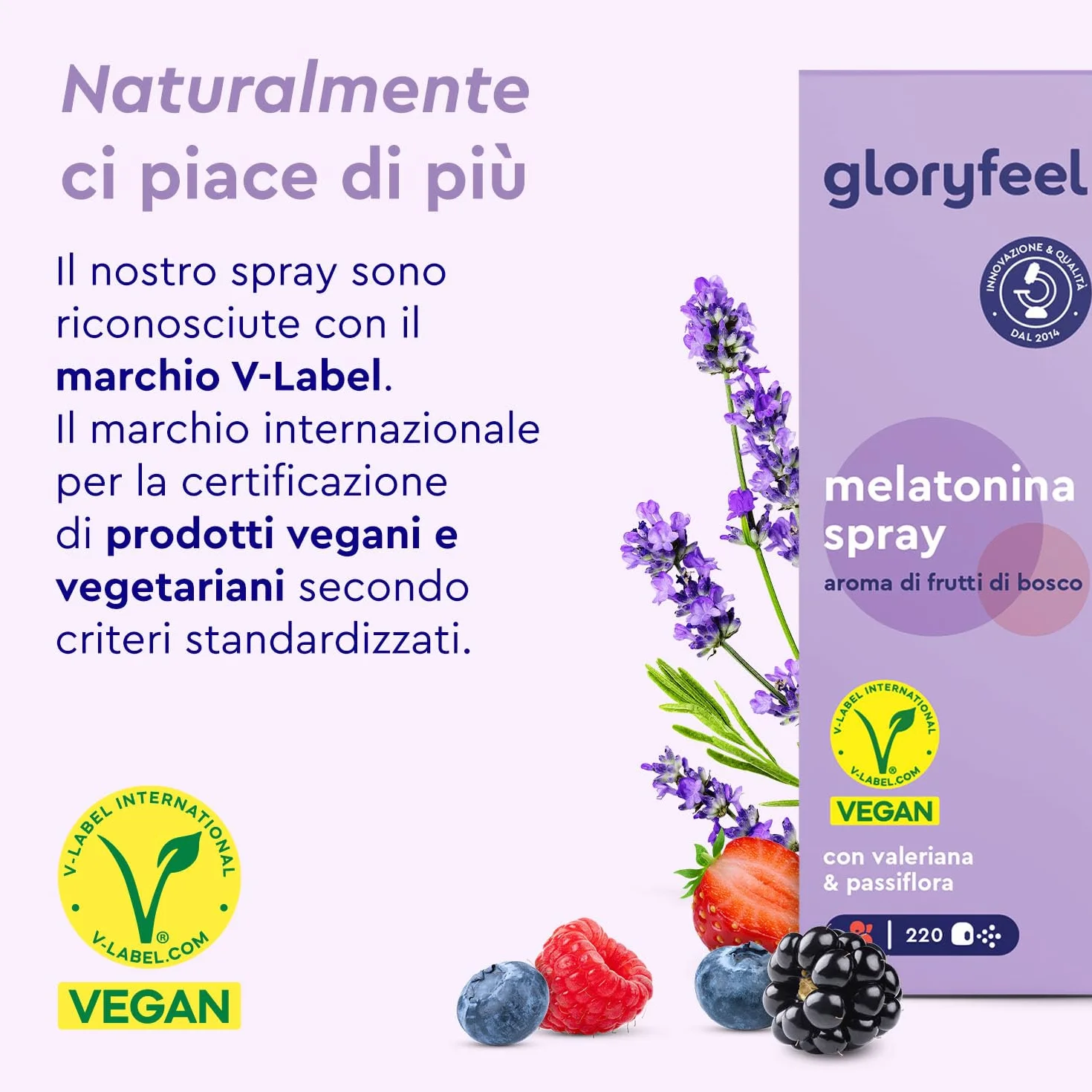 Melatonina Spray 0,5mg per Spruzzo, Integratore Valeriana Forte con Passiflora e Lavanda Rilassante, Vitamina B1 e B6, Gusto Frutti di Bosco, 30ml
