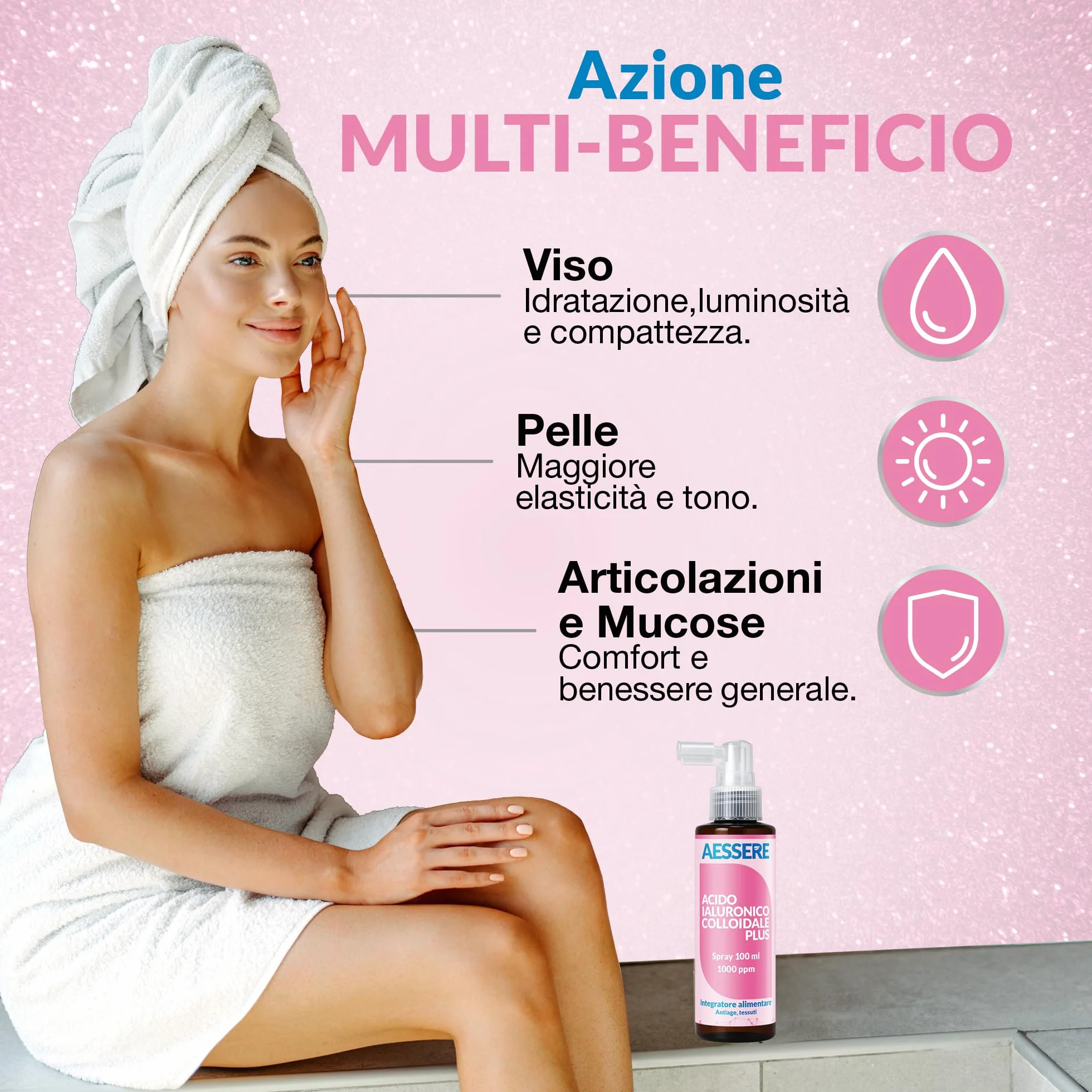 Acido Ialuronico Colloidale Spray 100ml Integratore Pelle Viso Idratazione Profonda Made in Italy