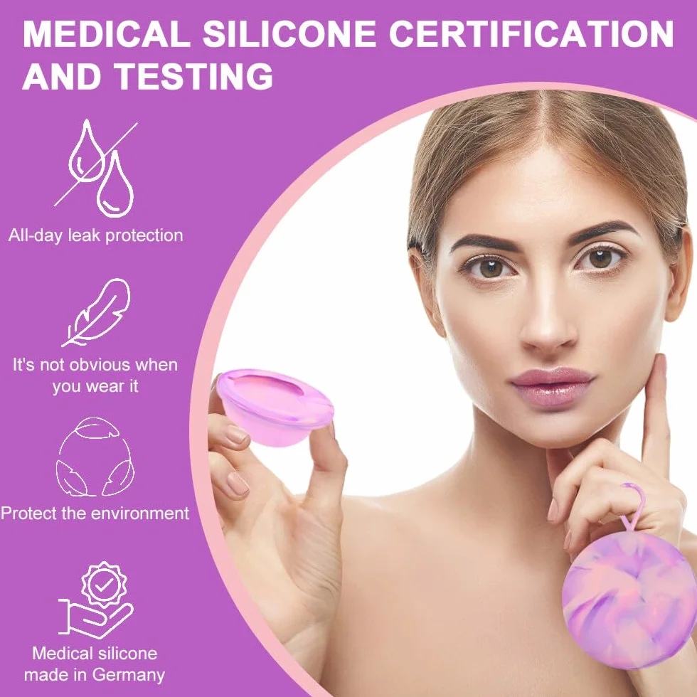 Coppetta mestruale 2 dischi mestruali taglie S+L con tasche portaoggetti,Silicone medico al 100% a tenuta stagna,disco mestruale riutilizzabile e alternativa sostenibile ai tamponi