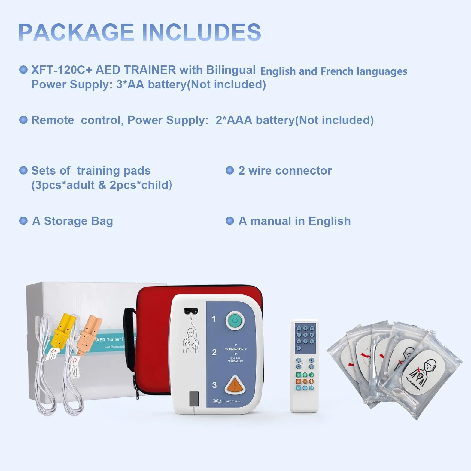 AED Trainer XFT 120C+ z instrukcjami głosowymi holenderskimi/angielskimi z pilotem