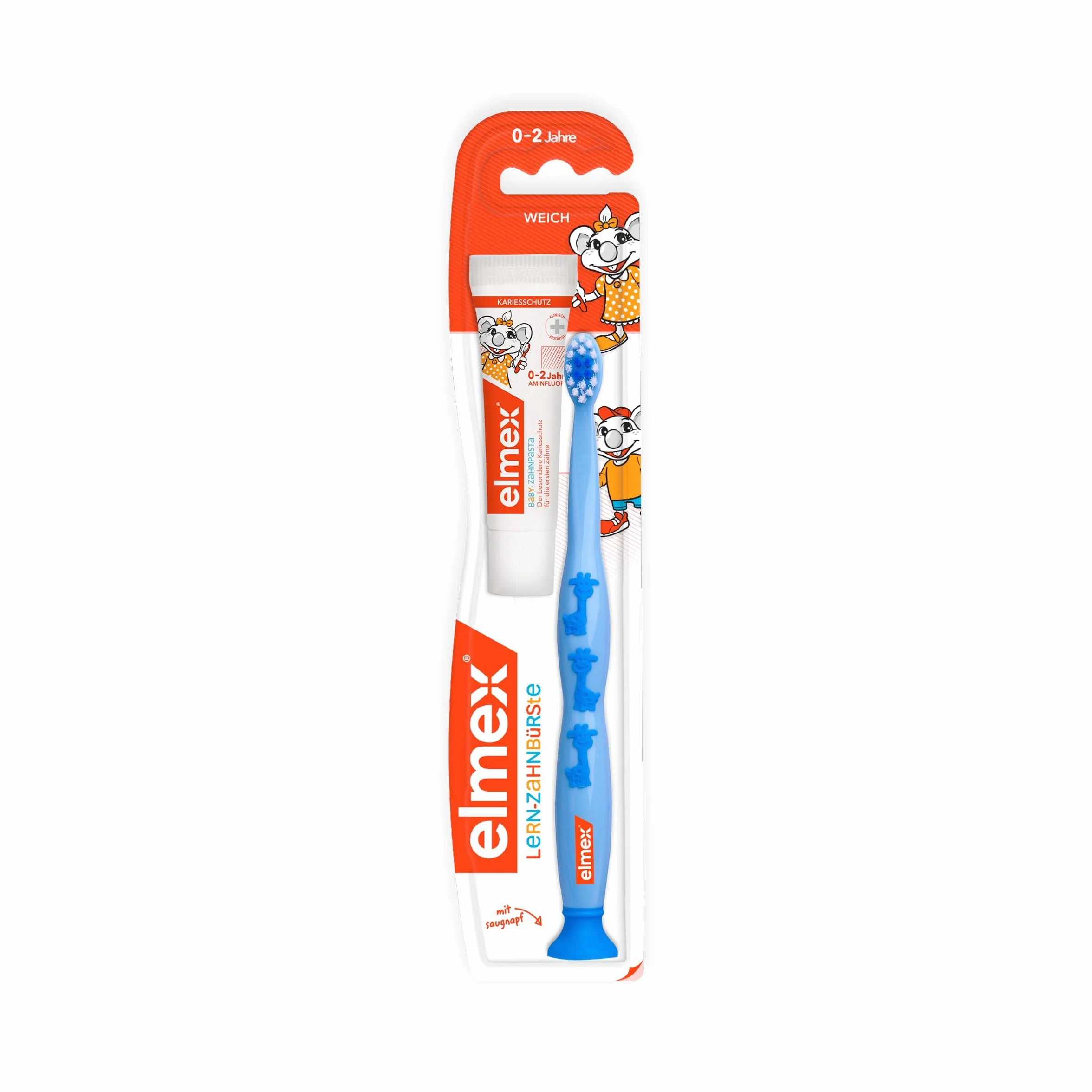 elmex Spazzolino da denti da 0 a 2 anni, 1 pezzo, adatto all'età, con setole morbide e impugnatura ergonomica, abitua i bambini a lavarsi i denti in modo giocoso