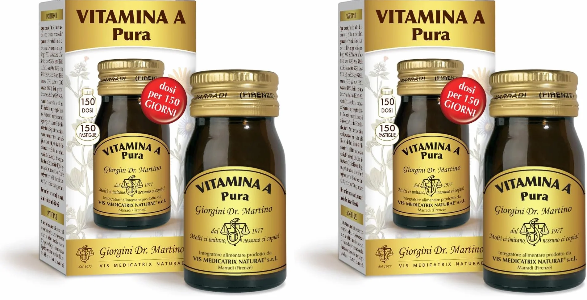 VITAMINA A Pura 30 g - pastiglie, Dr. Giorgini Integratori Alimentari (Confezione da 2)