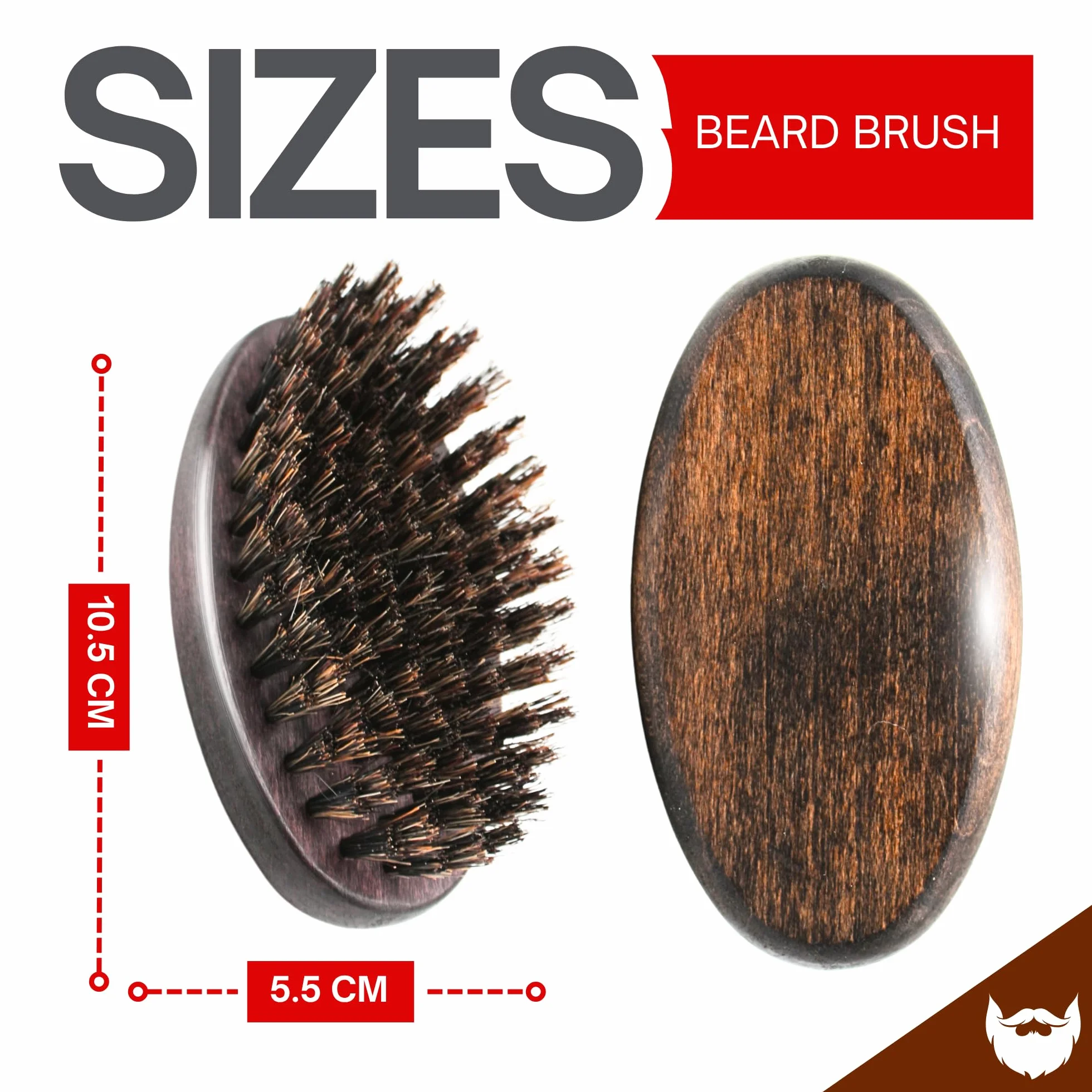 DOJA Barcelona Spazzola per barba da uomo, setole di cinghiale, legno di faggio, materiale durevole, uso versatile, facile da pulire e baffi curati, design pulito per finitura impercabile