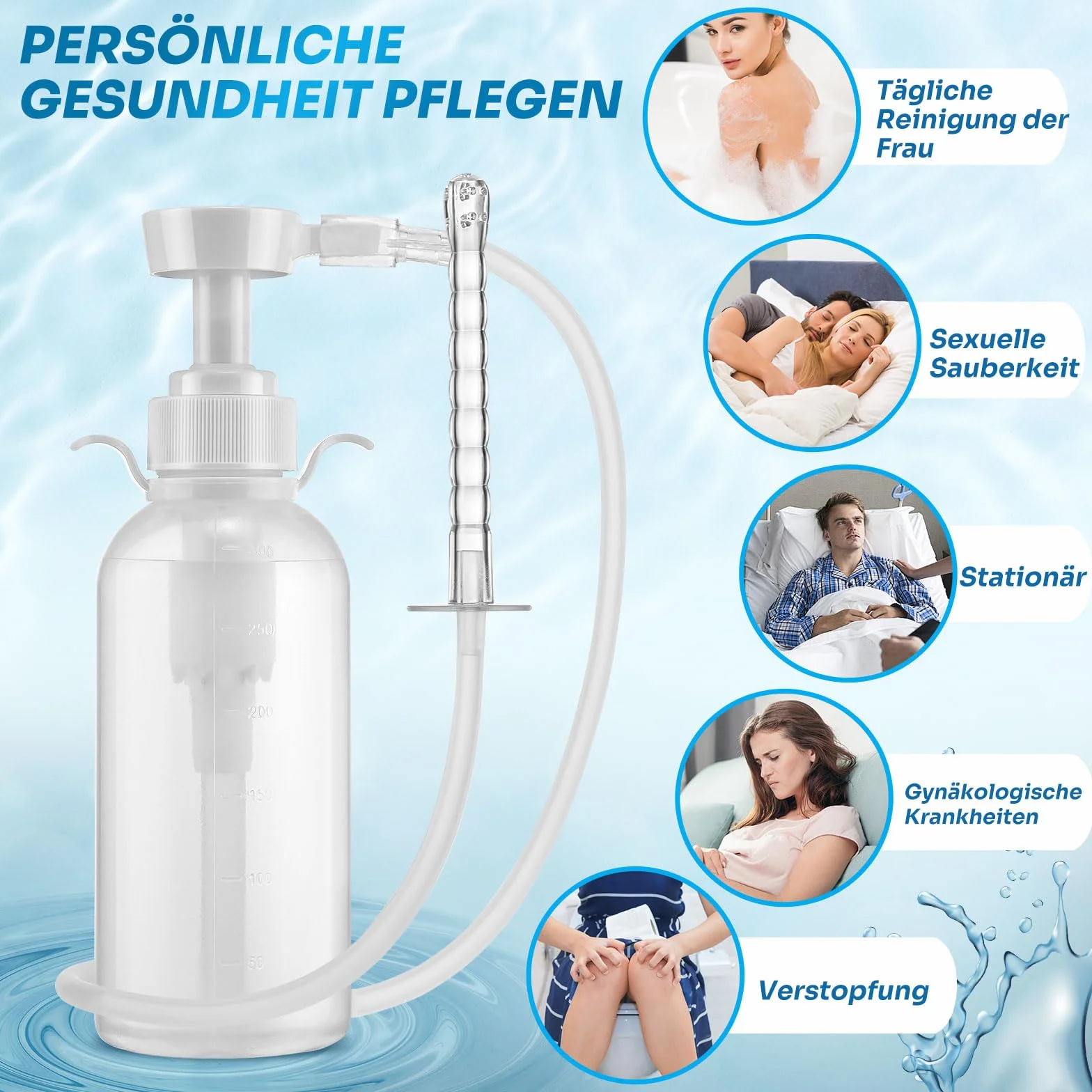 Sistema di pulizia vaginale riutilizzabile 300 ml doccia anale clistere set