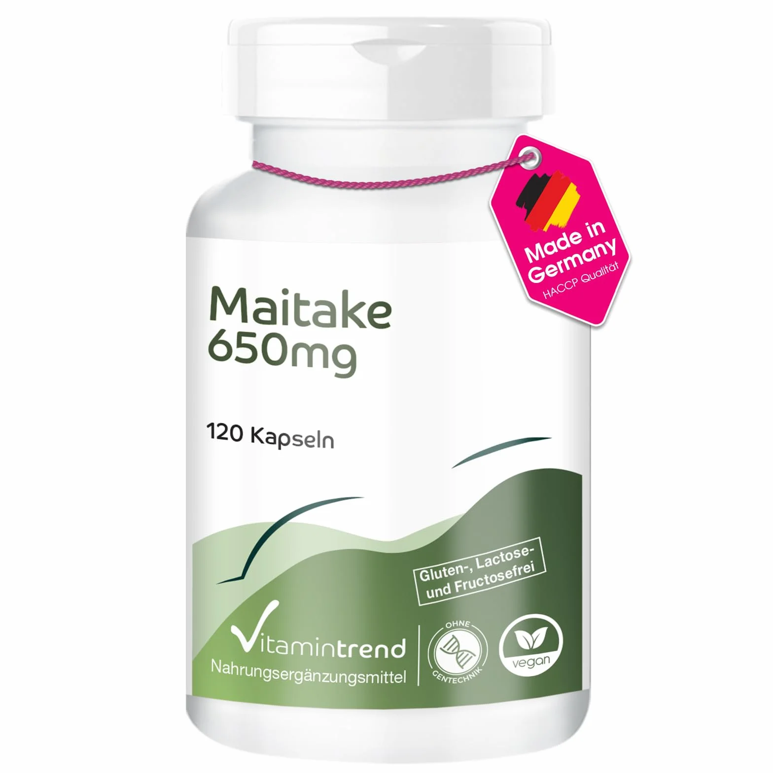 Vitamintrend Polvere di Maitake 650 mg, 120 capsule, ad alto dosaggio, adattogeno, integratore alimentare vegano senza stearato di magnesio, prodotto in Germania