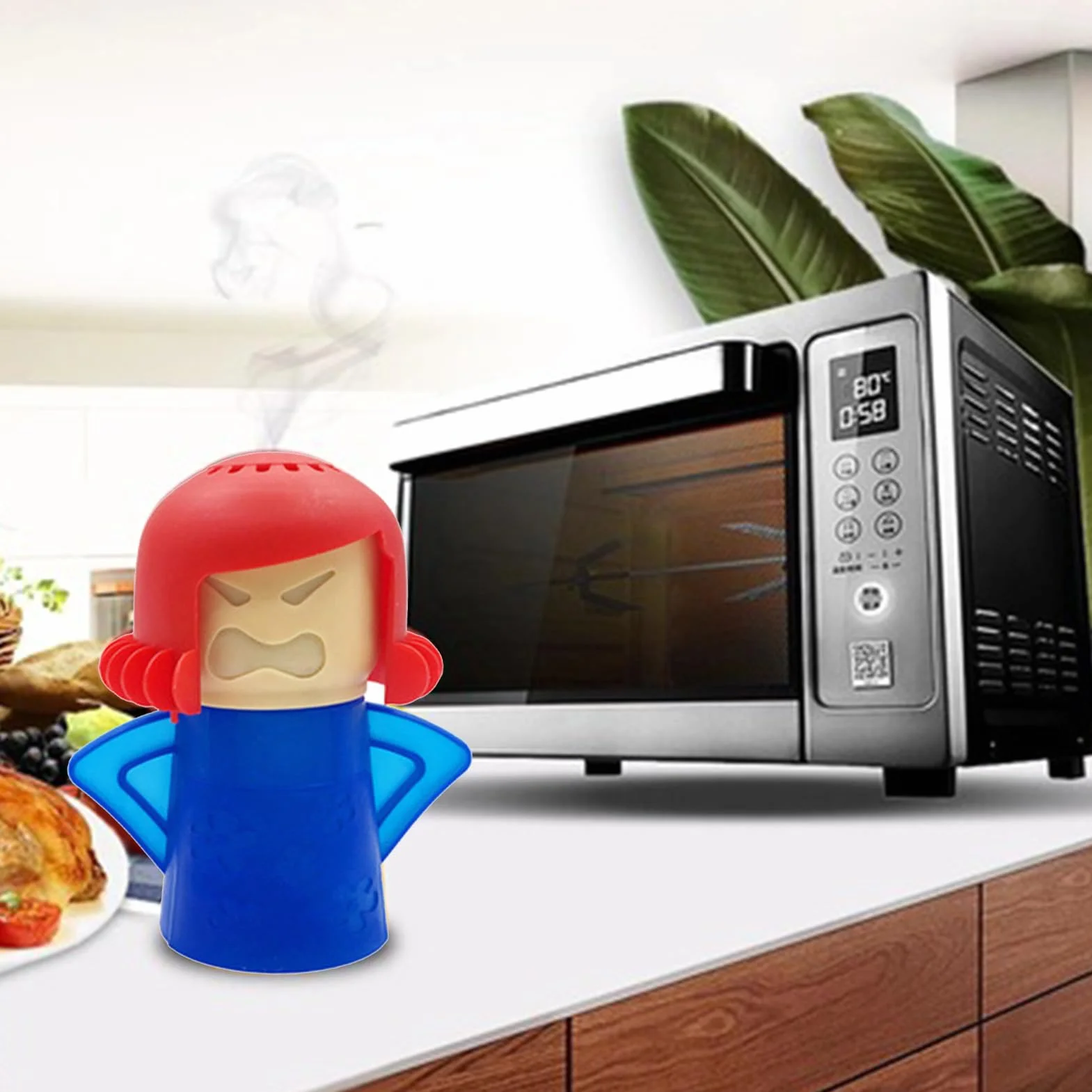 Detergente per microonde Angry Mom | Pulitore a vapore | Cartone animato Cool Fridge Odor Remover per casa, cucina e ufficio