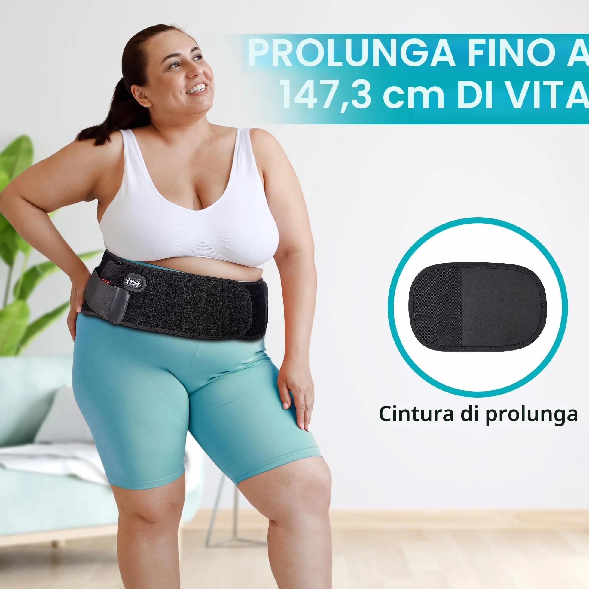 BESTEK Fascia Massaggio Lombare Riscaldante Cintura Riscaldante con 3 Livelli di Temperatura e Massaggio a Vibrazione–Termoforo Elettrico con Spegnimento Automatico per Schiena, Spalle e Addome
