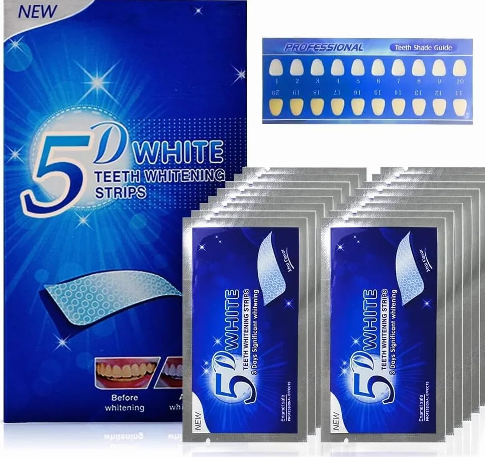 Whaline 28 strisce sbiancanti i denti, perossido, senza teeth sbiancamento dei denti, formula non sensitiva, strisce bianche, sicure per lo smalto dei denti con sapore di menta
