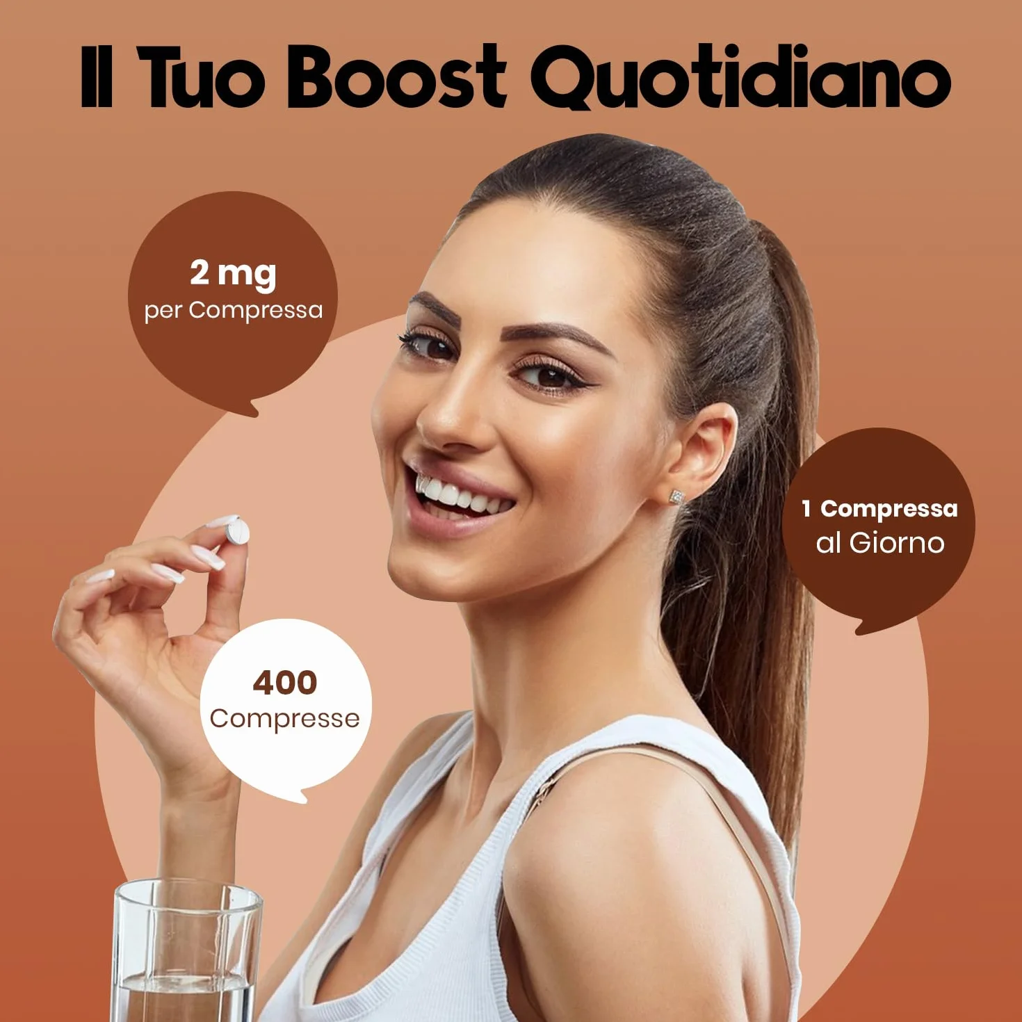 Rame Integratore - 400 Compresse Alto Dosaggio 2 mg - Rame Bisglicinato per Pelle e Capelli - Vegano & Prodotto in Germania - Testato in Laboratorio